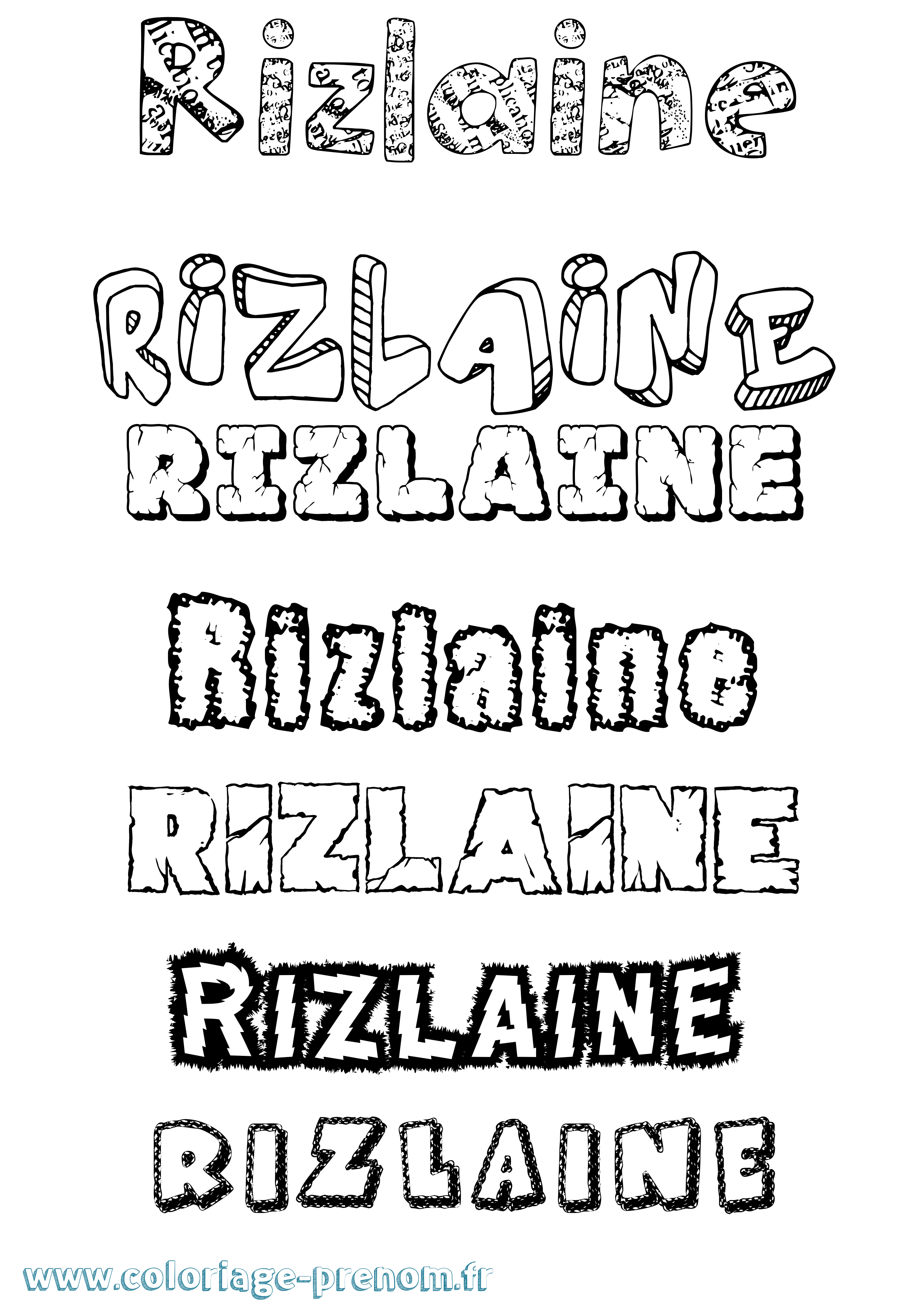 Coloriage Rizlaine Destructuré Coloriage prénom Rizlaine Destructuré