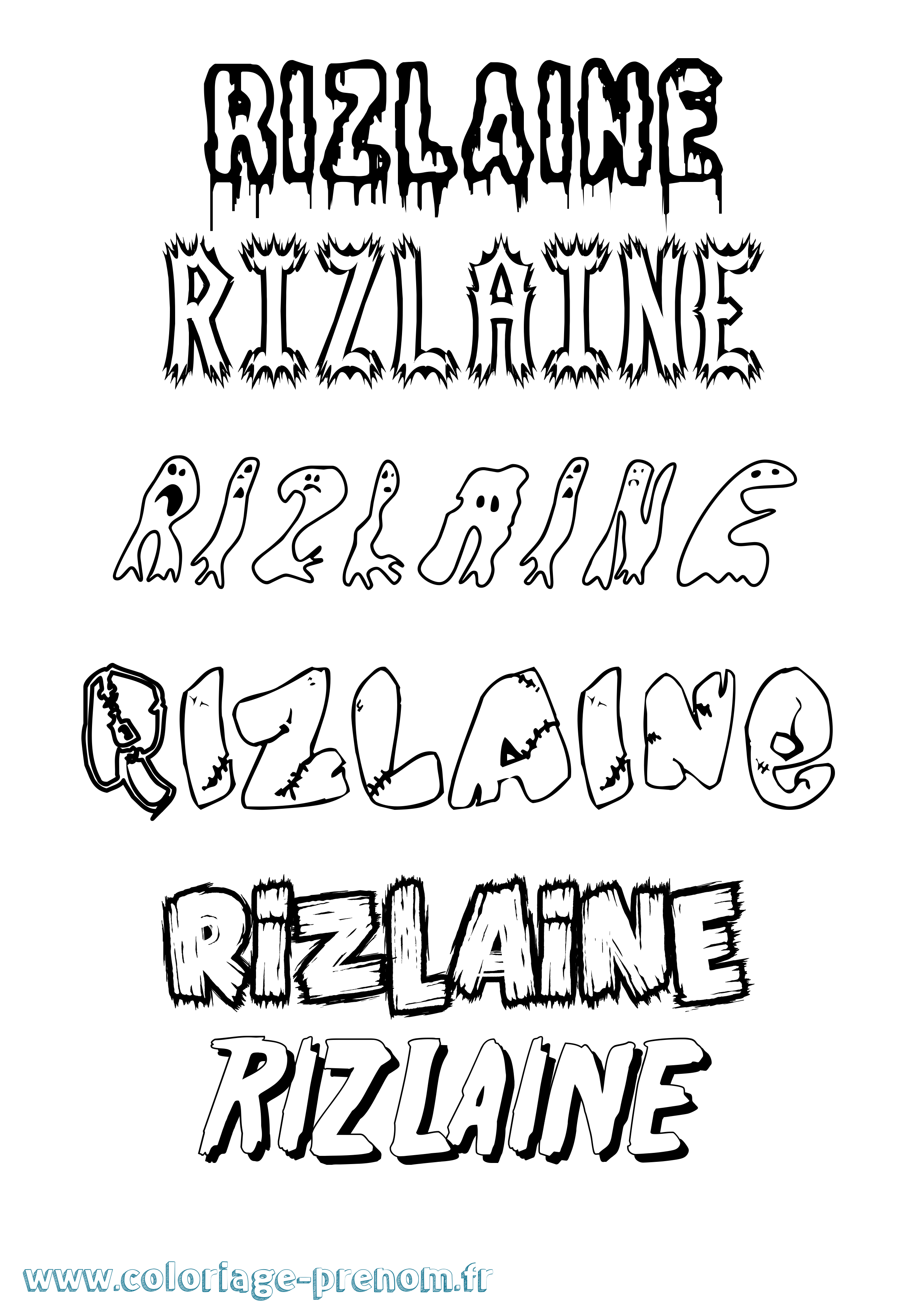 Coloriage Rizlaine Frisson Coloriage prénom Rizlaine Frisson