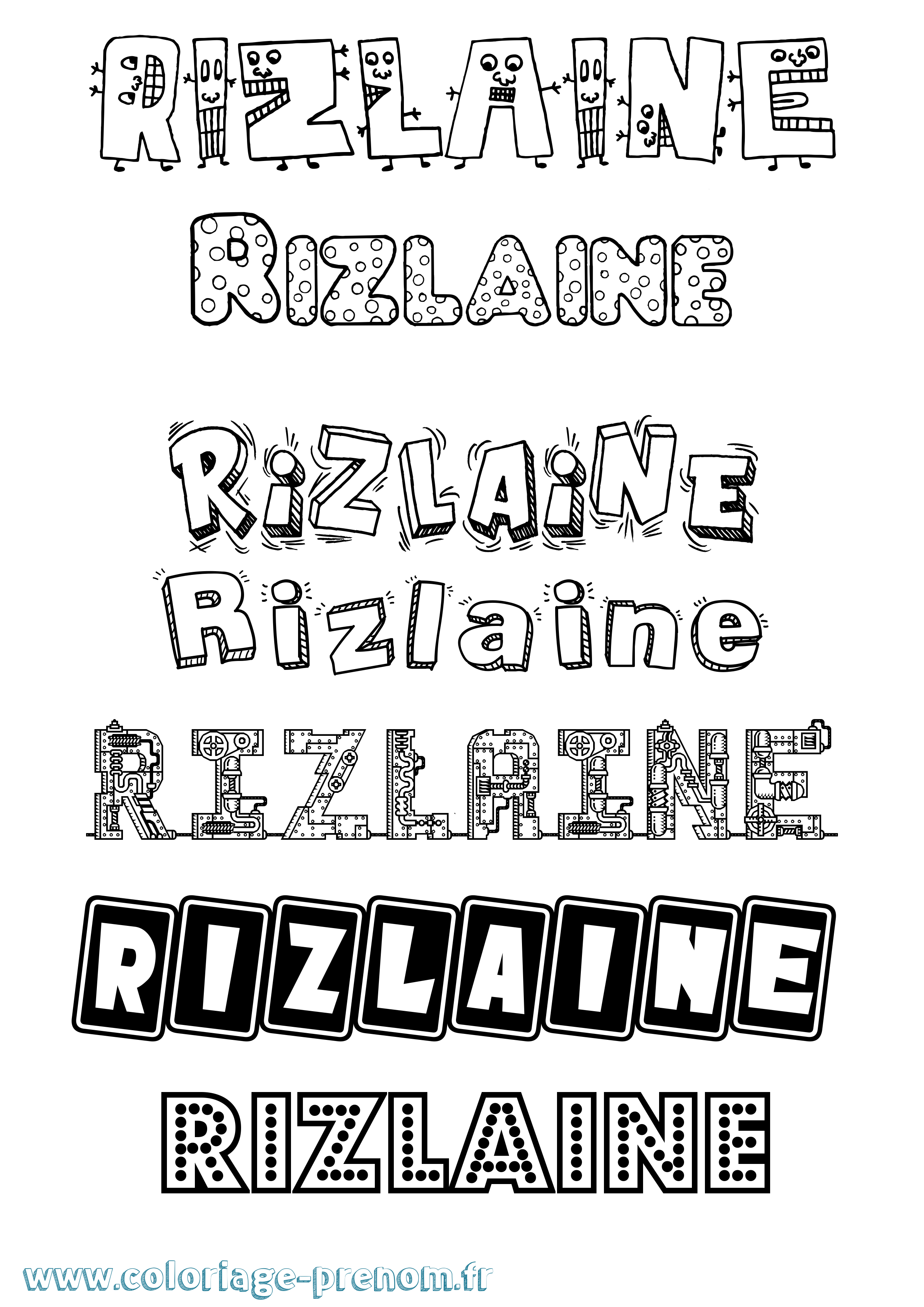 Coloriage Rizlaine Fun Coloriage prénom Rizlaine Fun