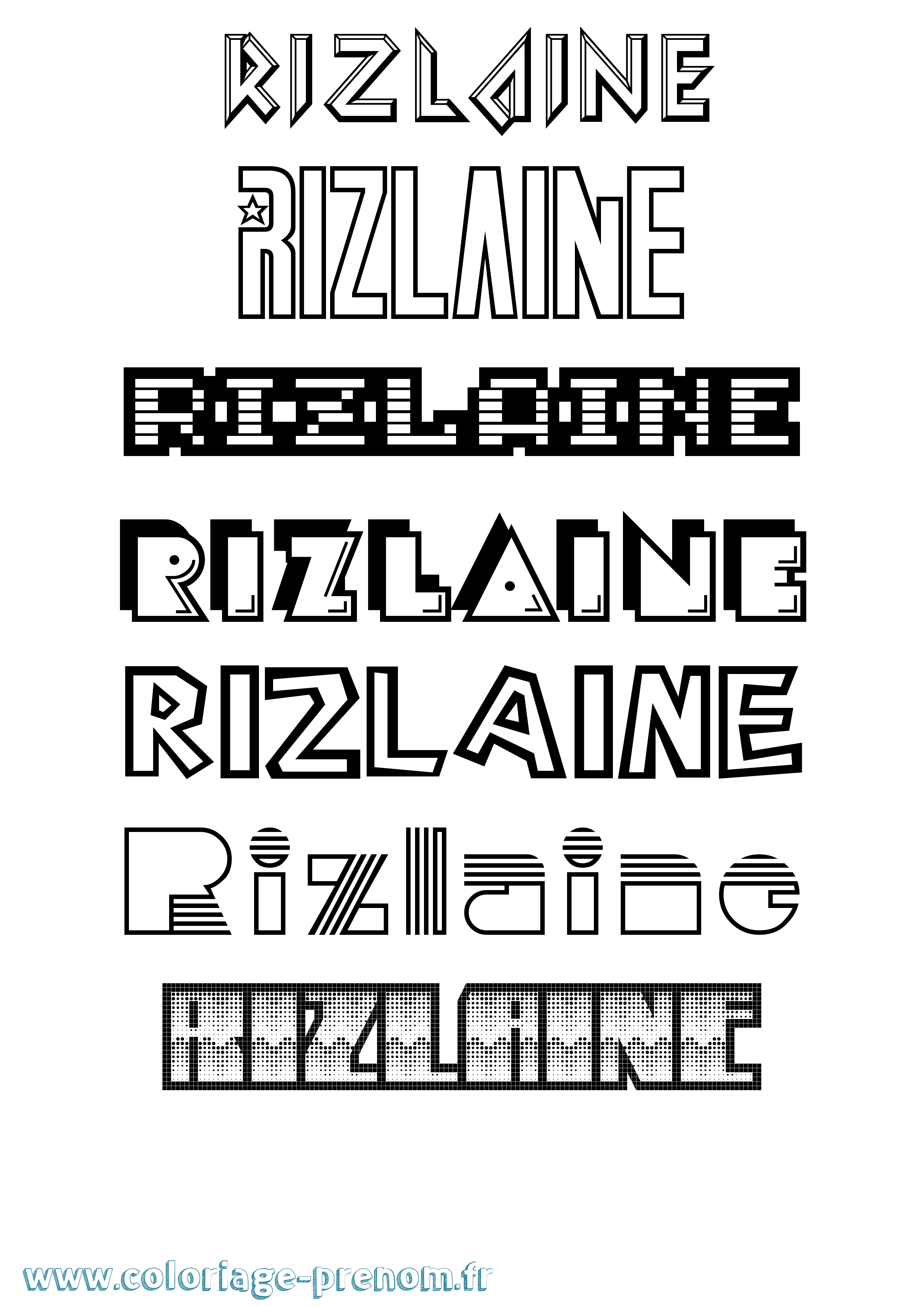 Coloriage Rizlaine Jeux Vidéos Coloriage prénom Rizlaine Jeux Vidéos