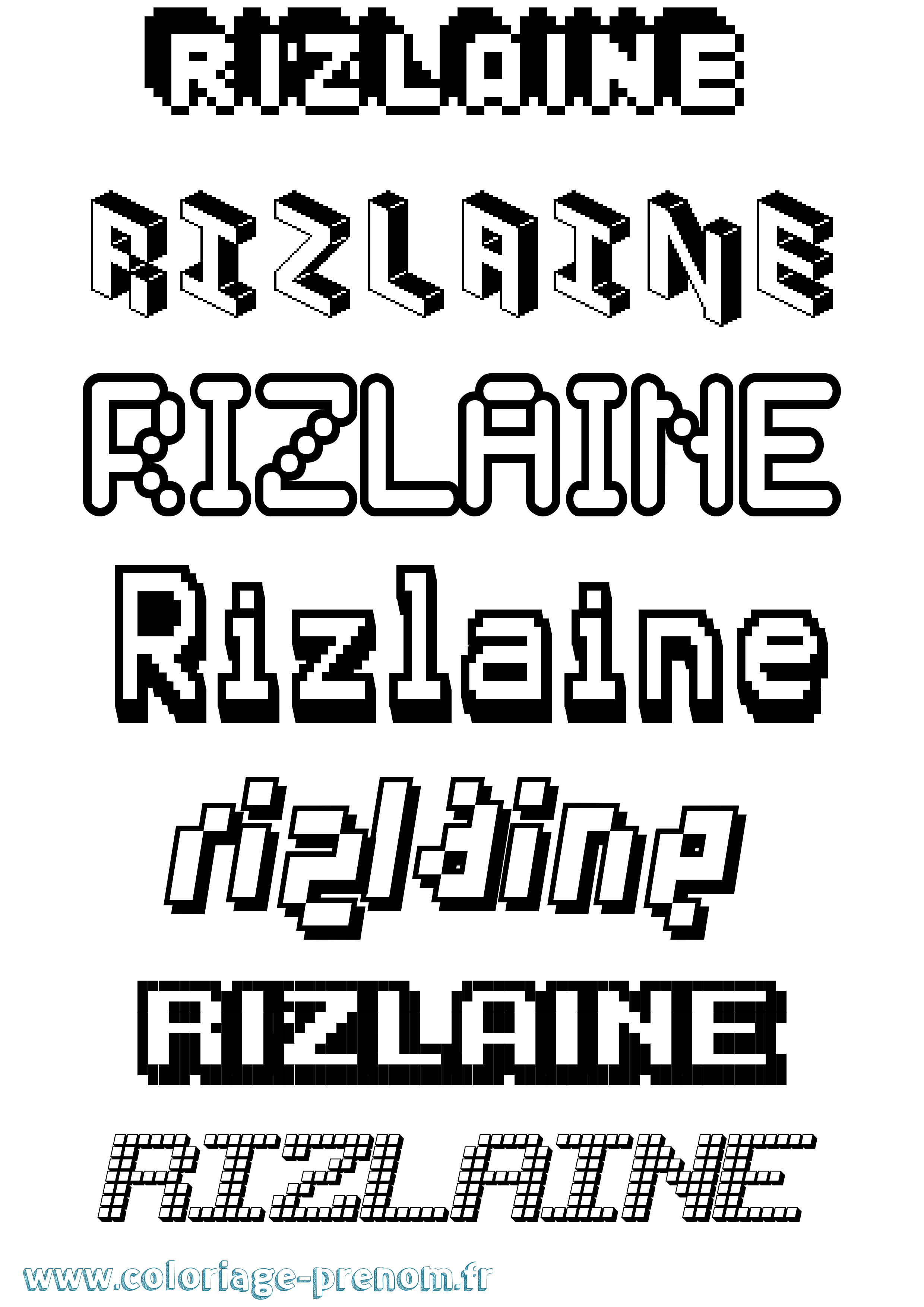 Coloriage Rizlaine Pixel Coloriage prénom Rizlaine Pixel