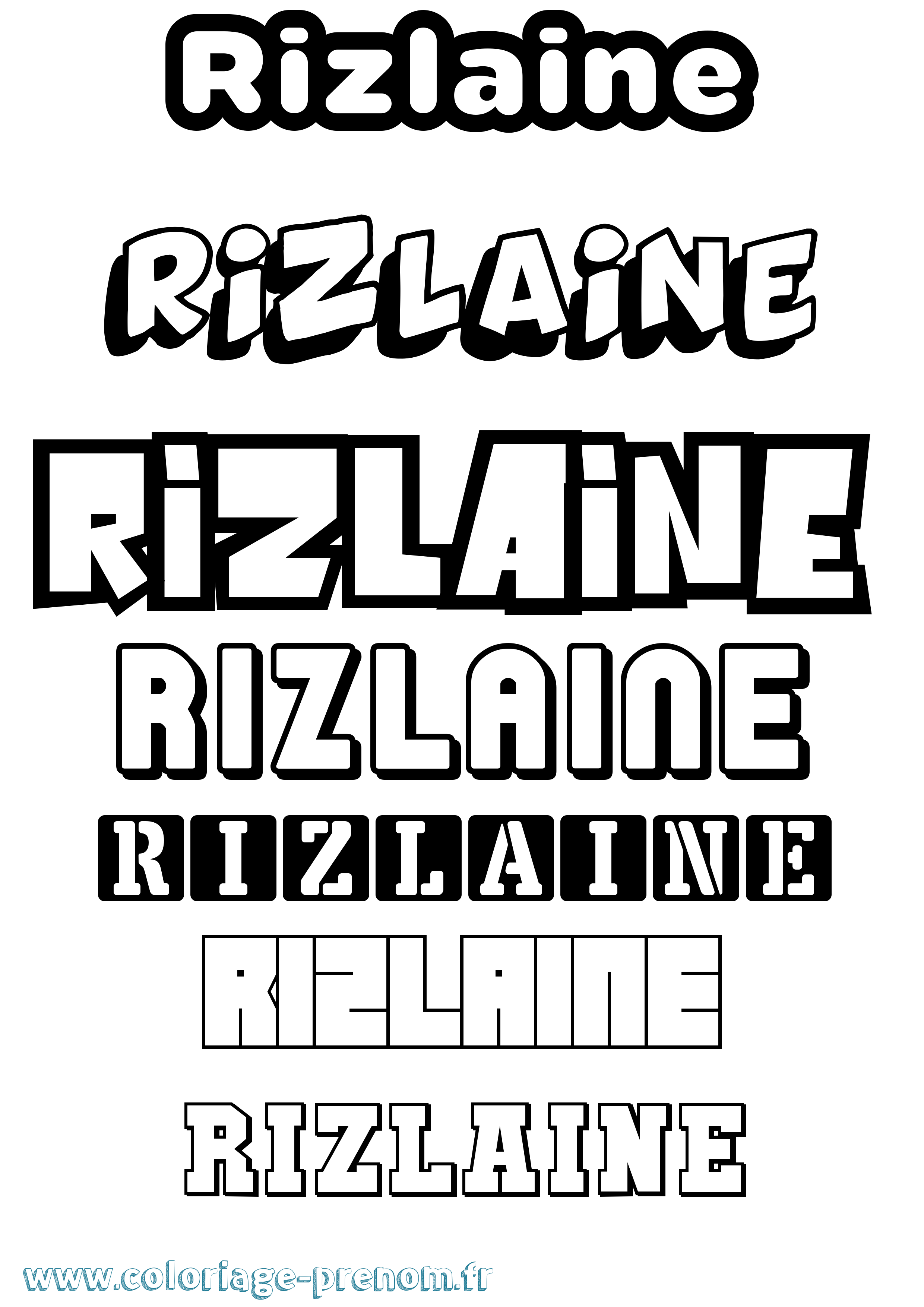 Coloriage Rizlaine Simple Coloriage prénom Rizlaine Simple