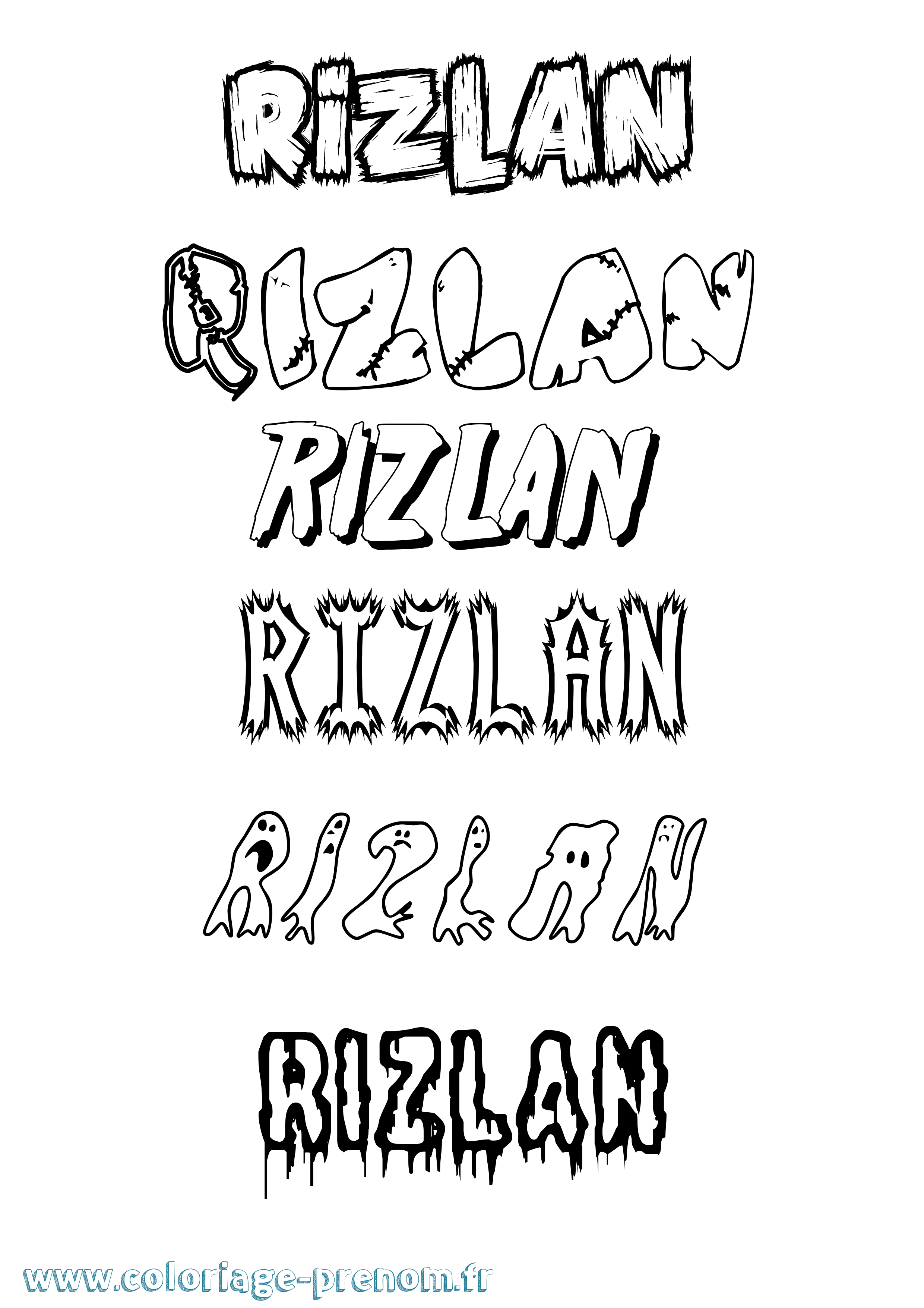 Coloriage Rizlan Frisson Coloriage prénom Rizlan Frisson