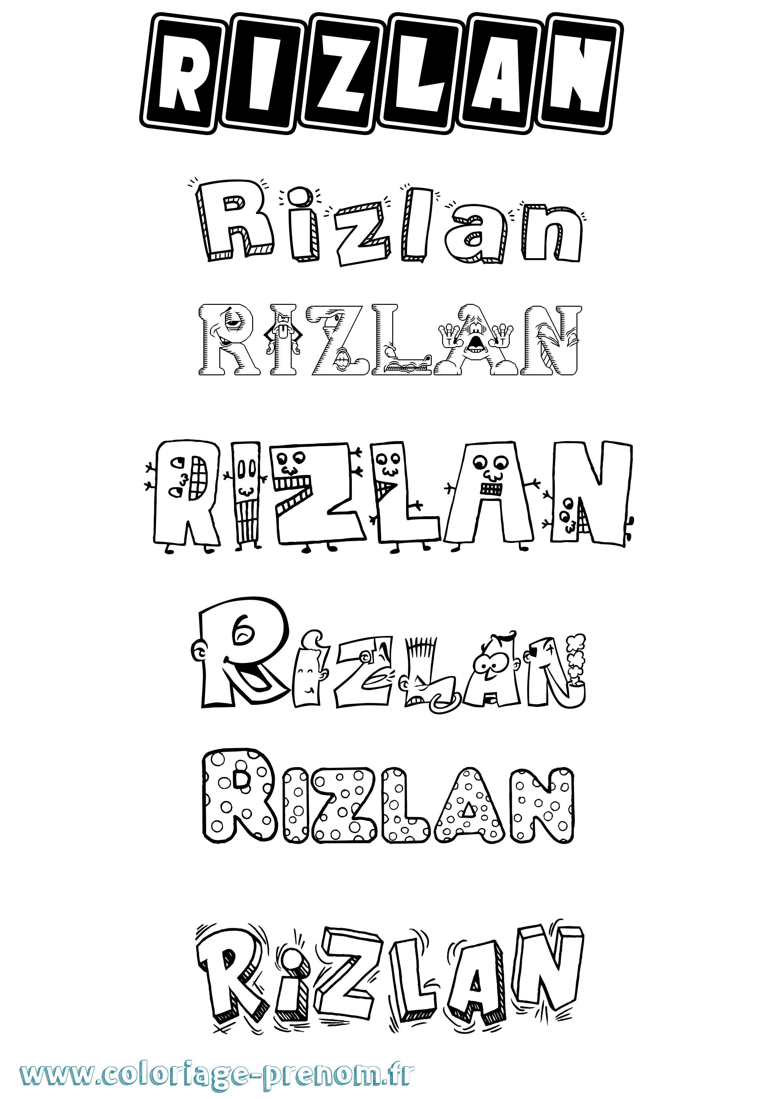 Coloriage Rizlan Fun Coloriage prénom Rizlan Fun