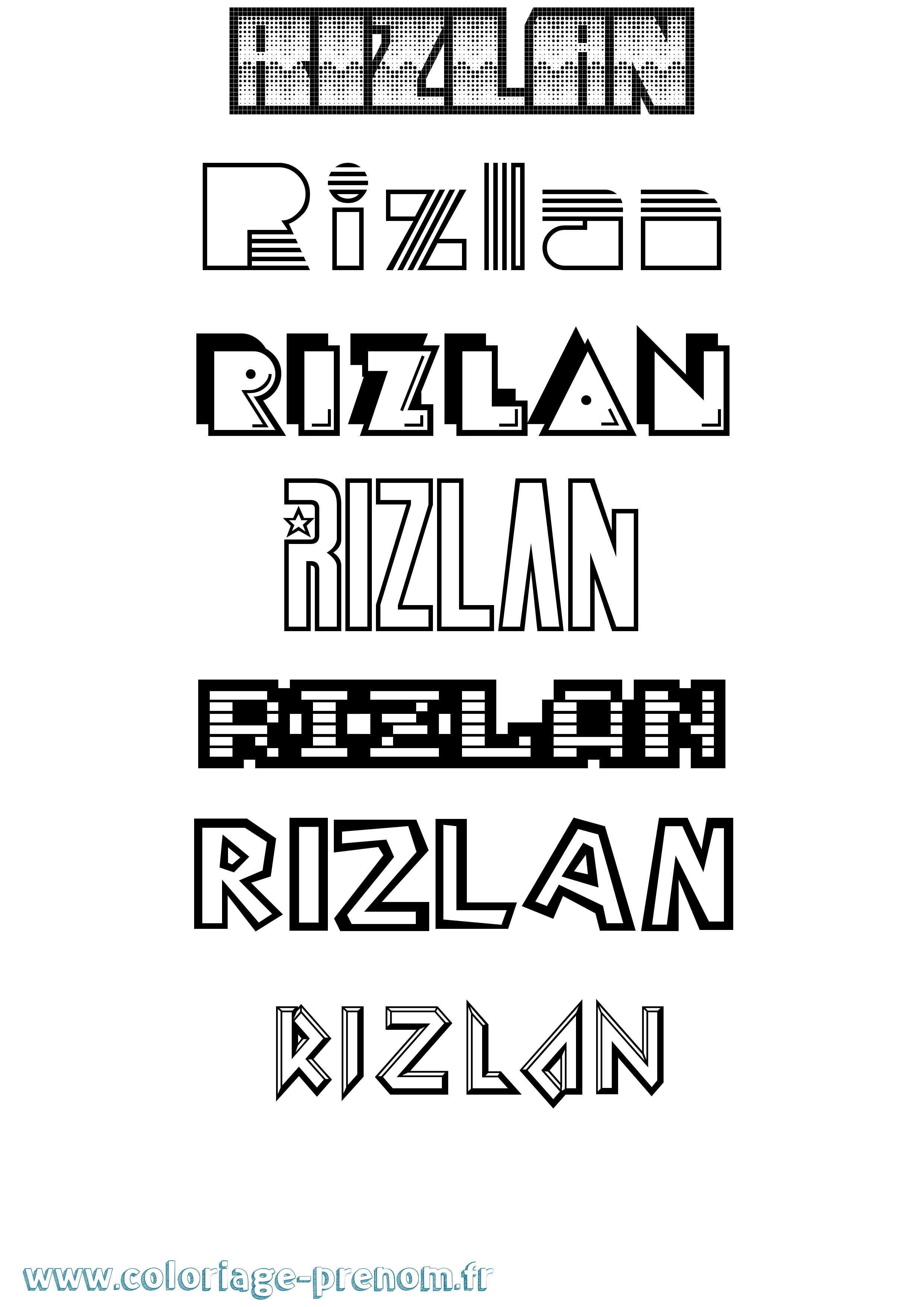 Coloriage Rizlan Jeux Vidéos Coloriage prénom Rizlan Jeux Vidéos