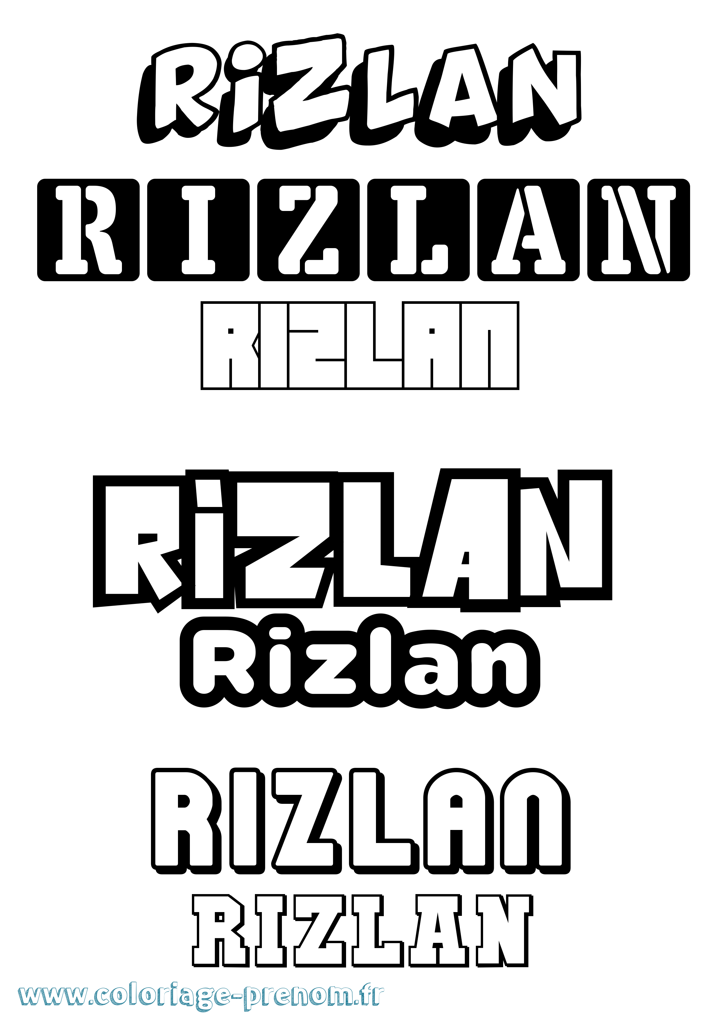 Coloriage Rizlan Simple Coloriage prénom Rizlan Simple