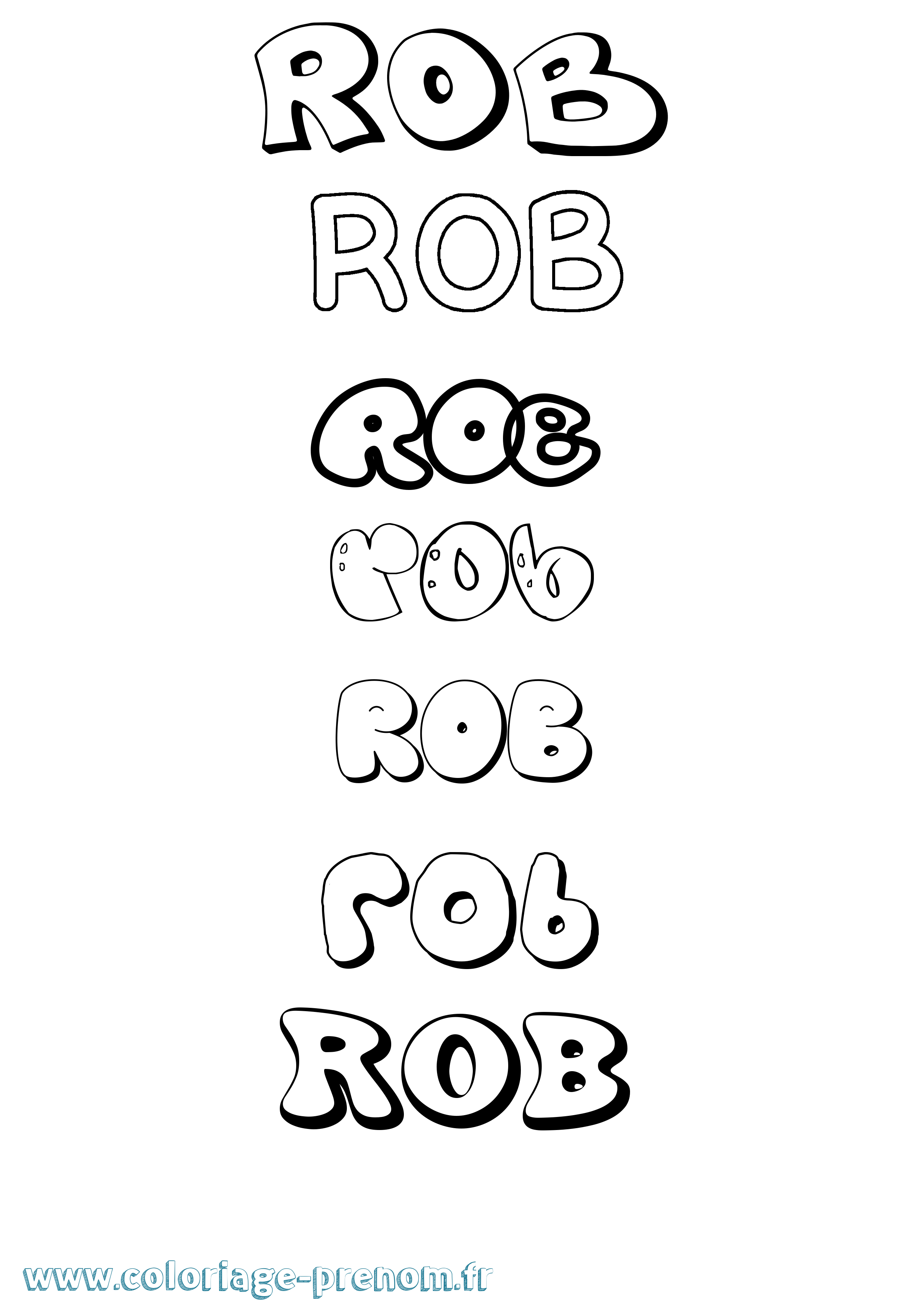 Coloriage Rob Bubble Coloriage prénom Rob Bubble