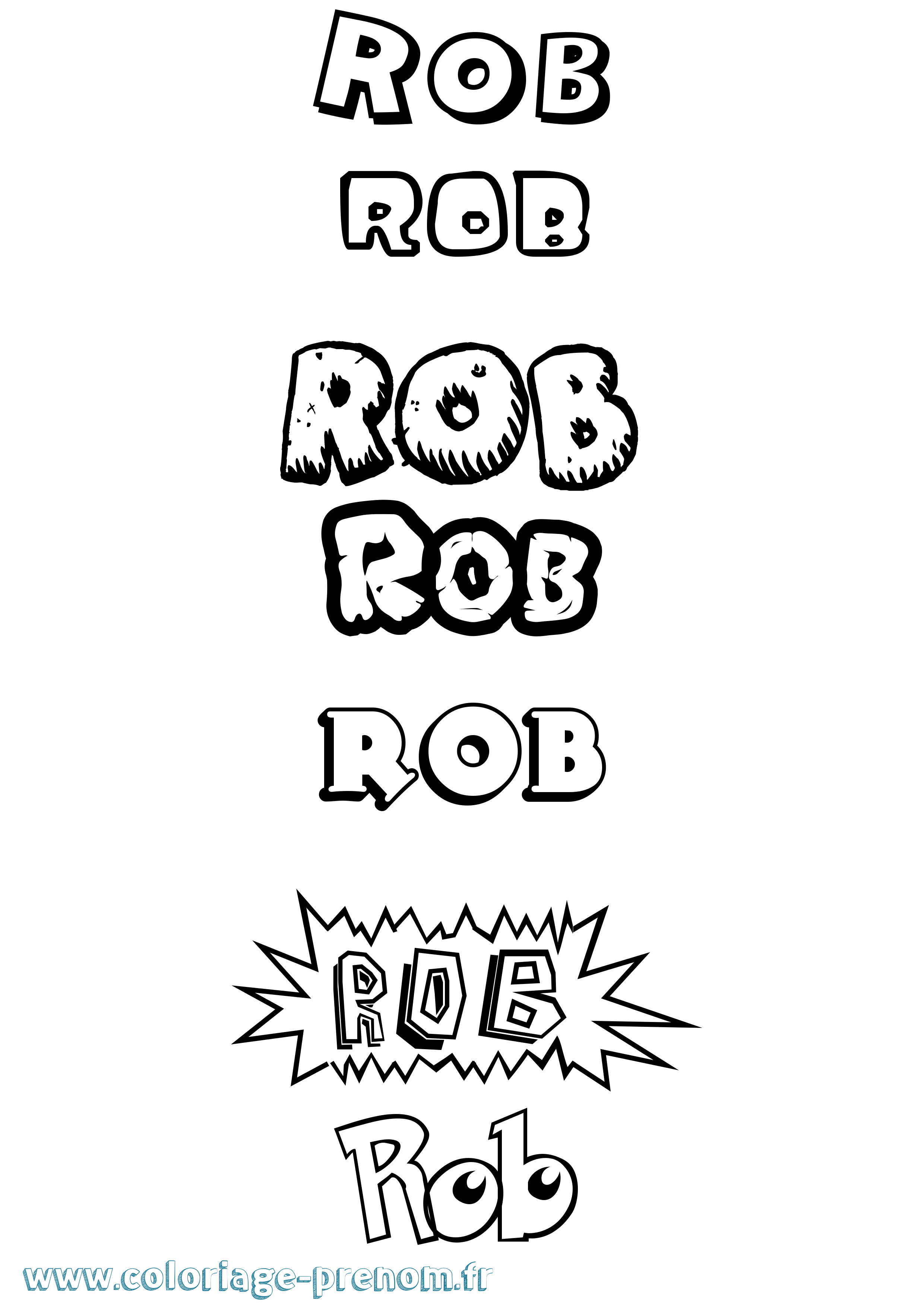 Coloriage Rob Dessin Animé Coloriage prénom Rob Dessin Animé