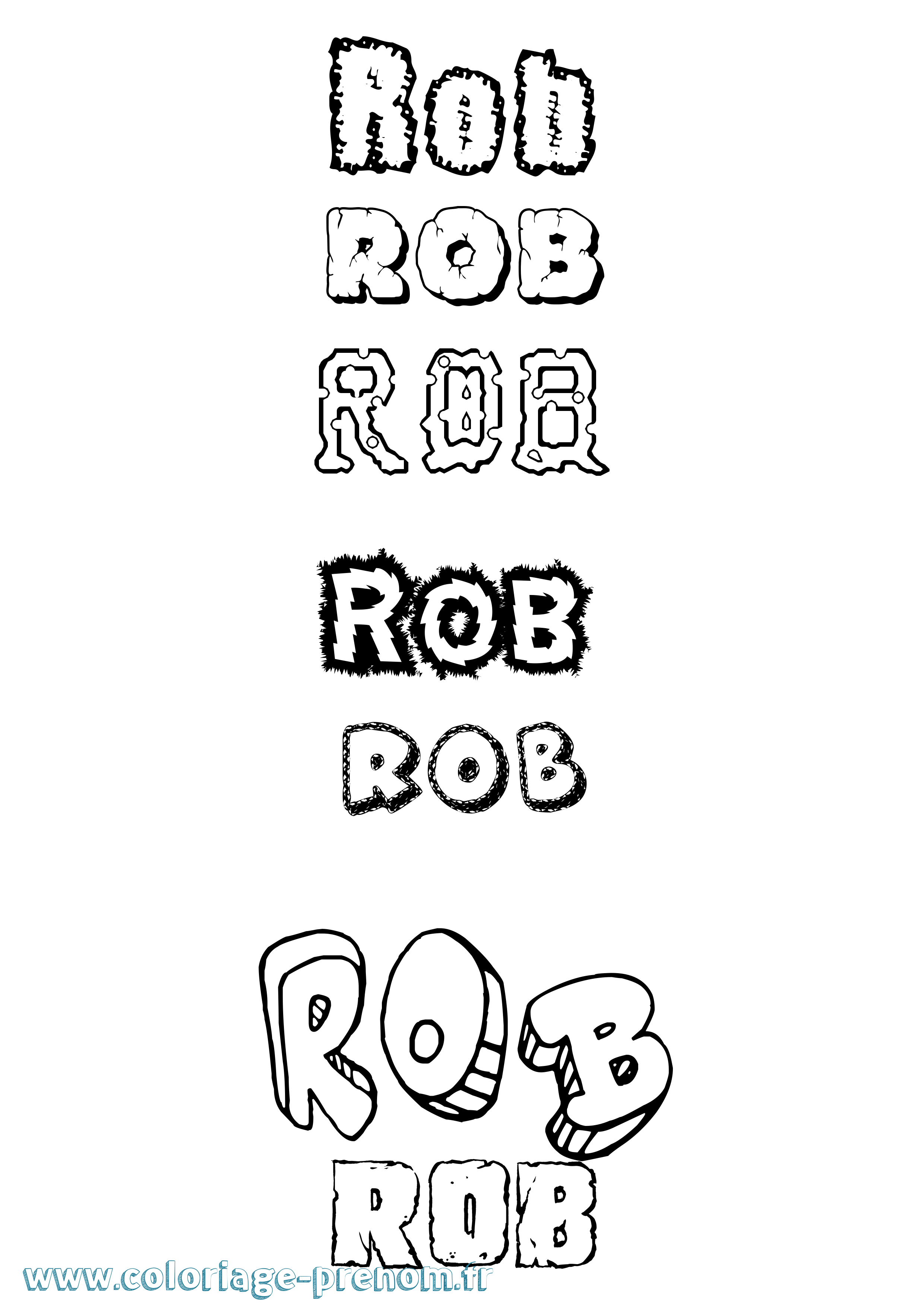 Coloriage Rob Destructuré Coloriage prénom Rob Destructuré