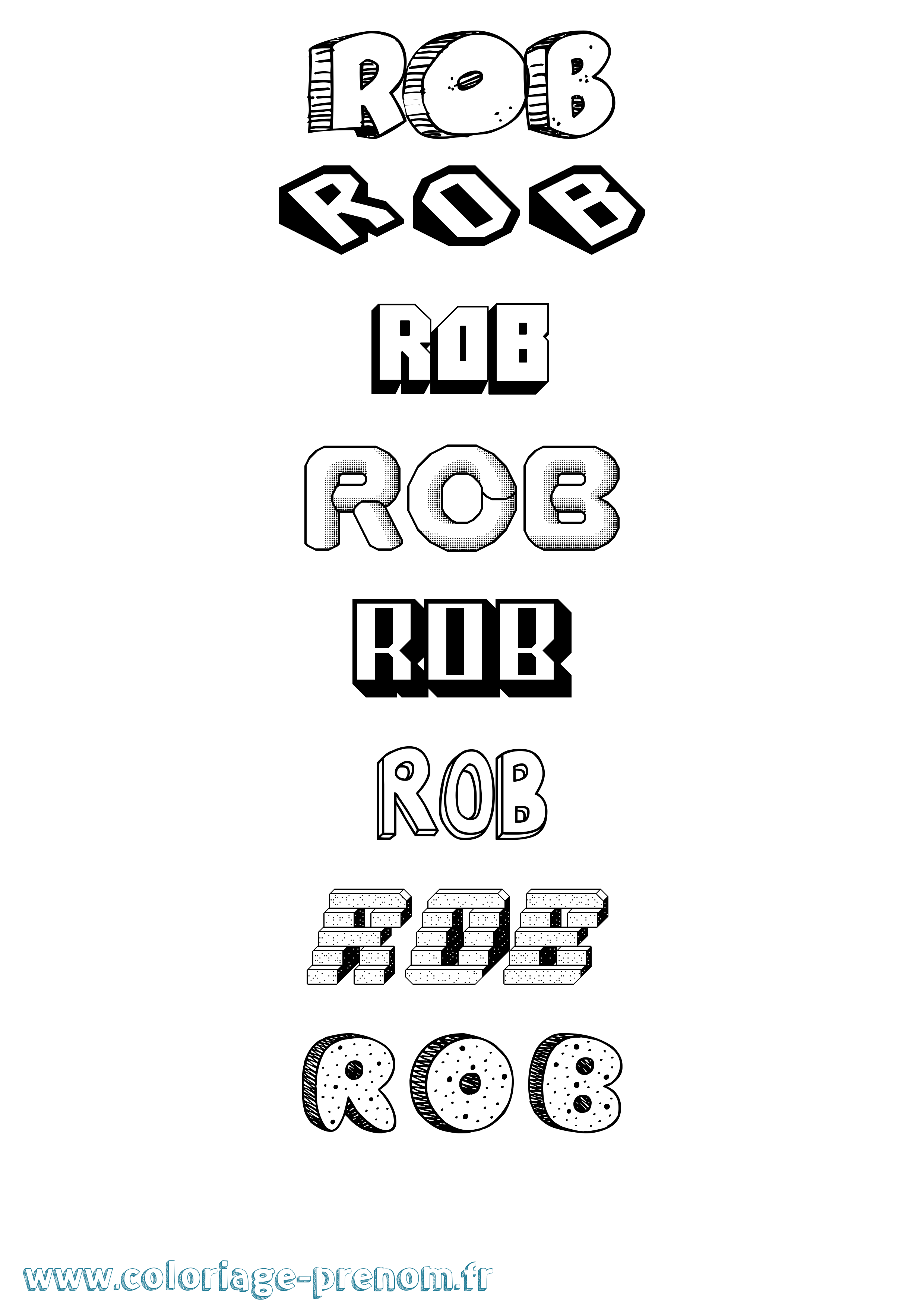 Coloriage Rob Effet 3D Coloriage prénom Rob Effet 3D