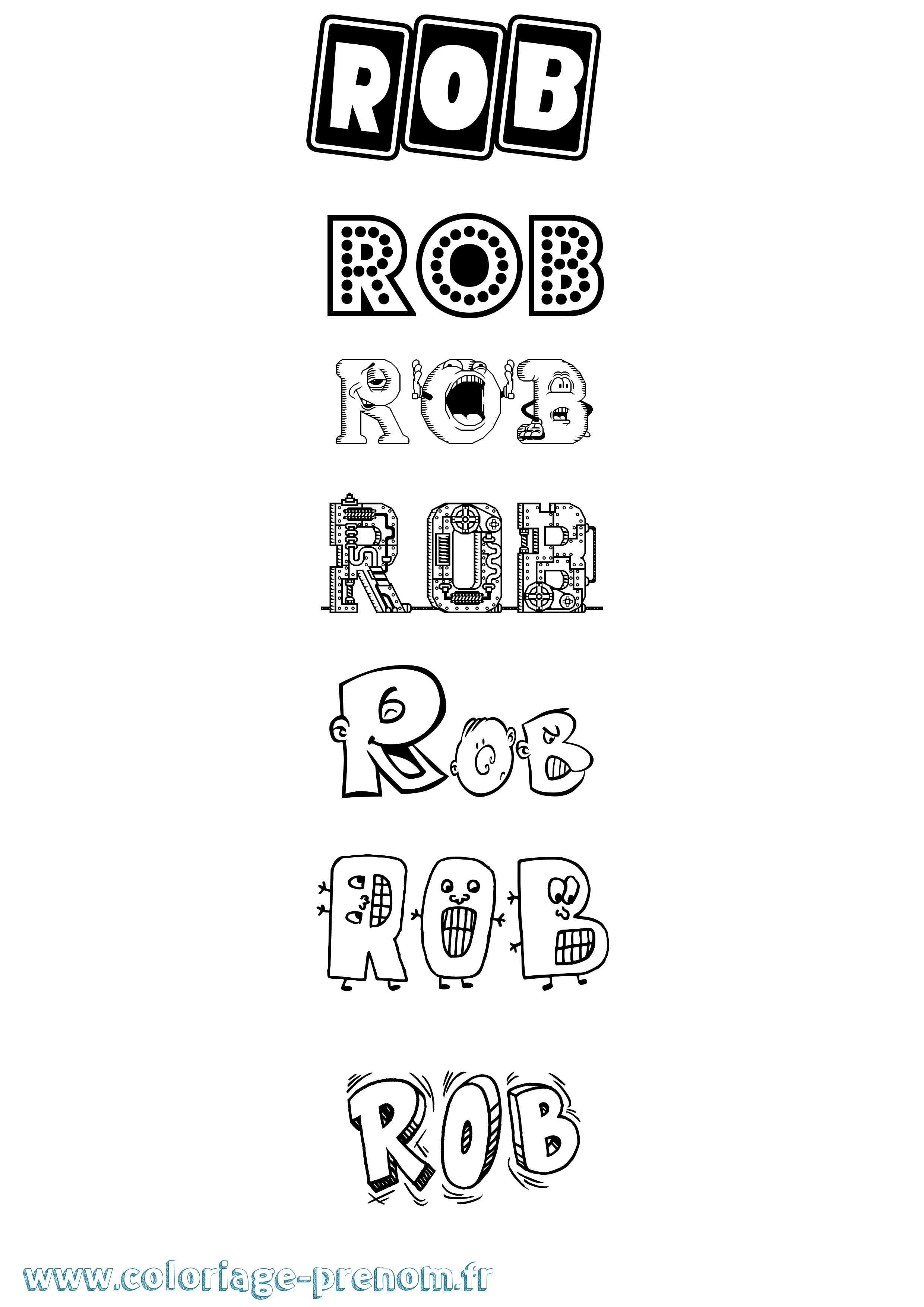 Coloriage Rob Fun Coloriage prénom Rob Fun