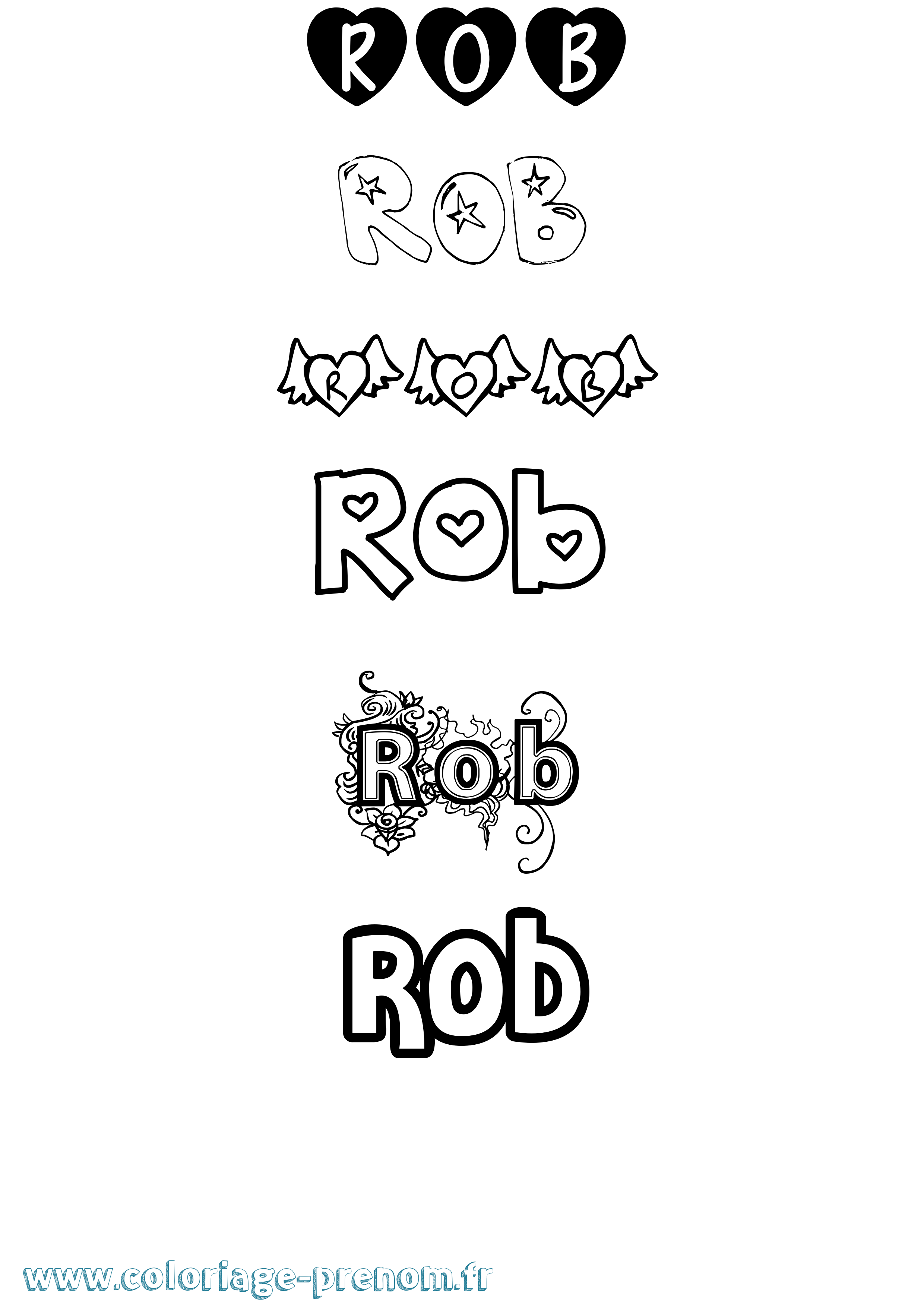 Coloriage Rob Girly Coloriage prénom Rob Girly