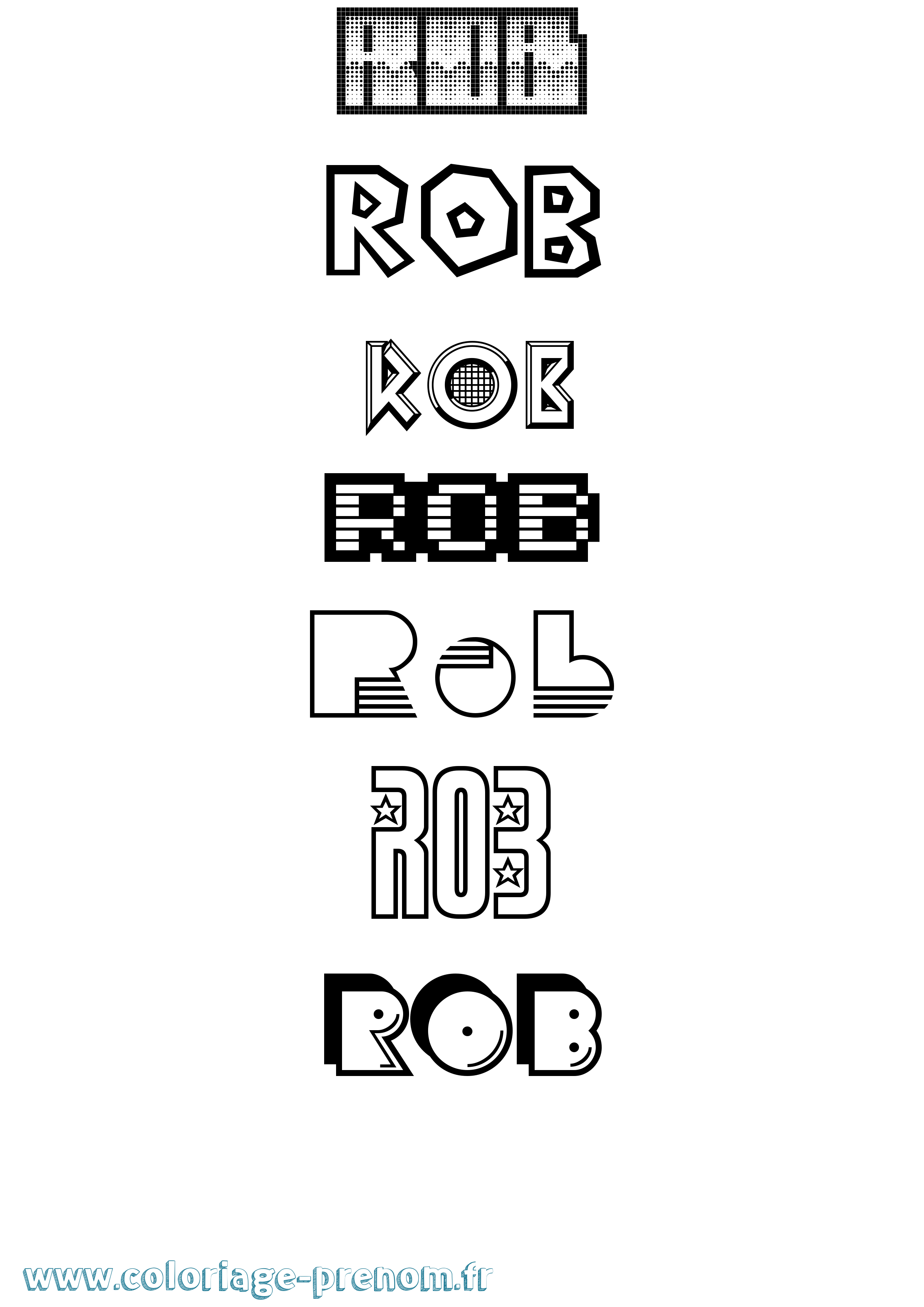 Coloriage Rob Jeux Vidéos Coloriage prénom Rob Jeux Vidéos