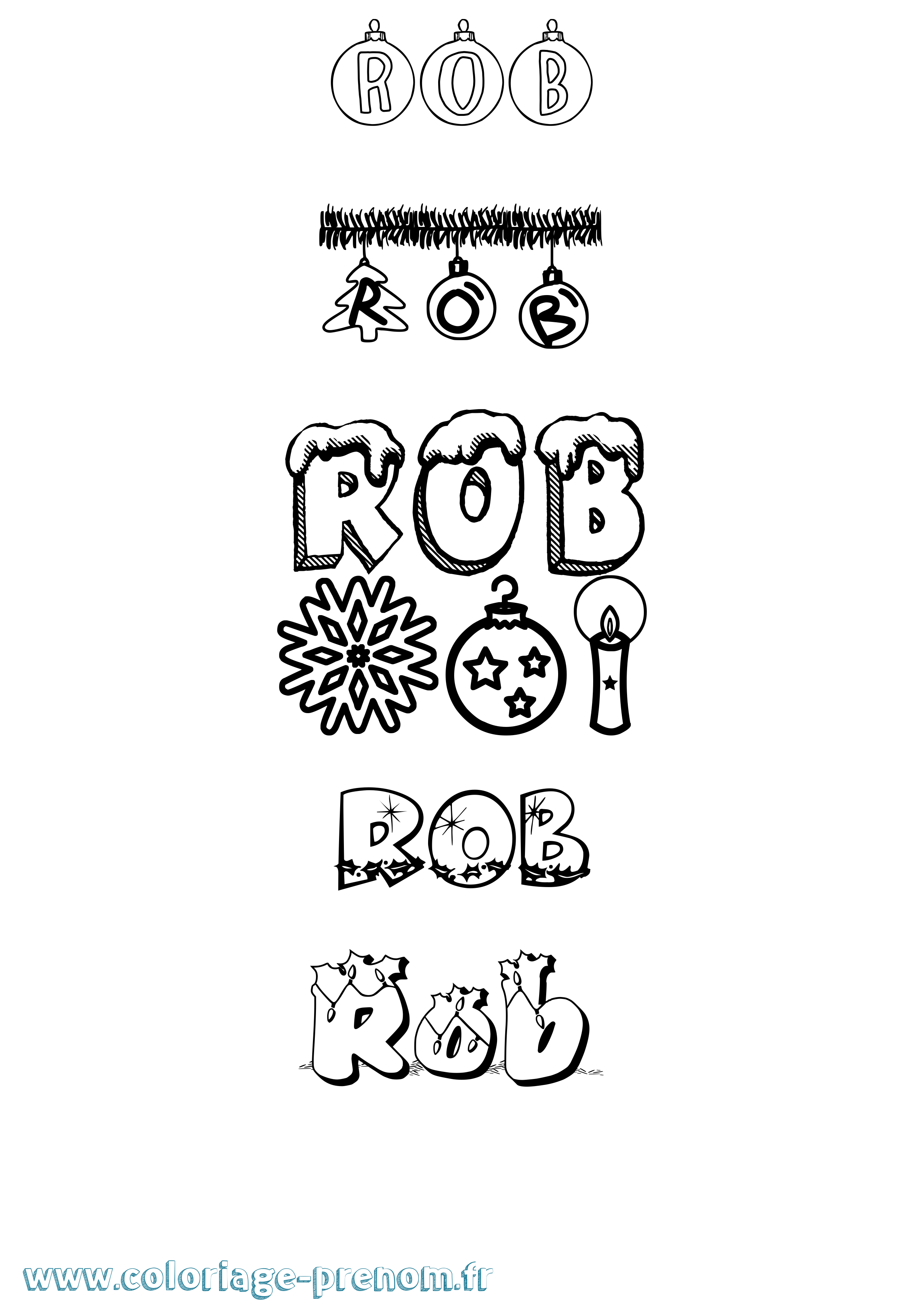 Coloriage Rob Noël Coloriage prénom Rob Noël