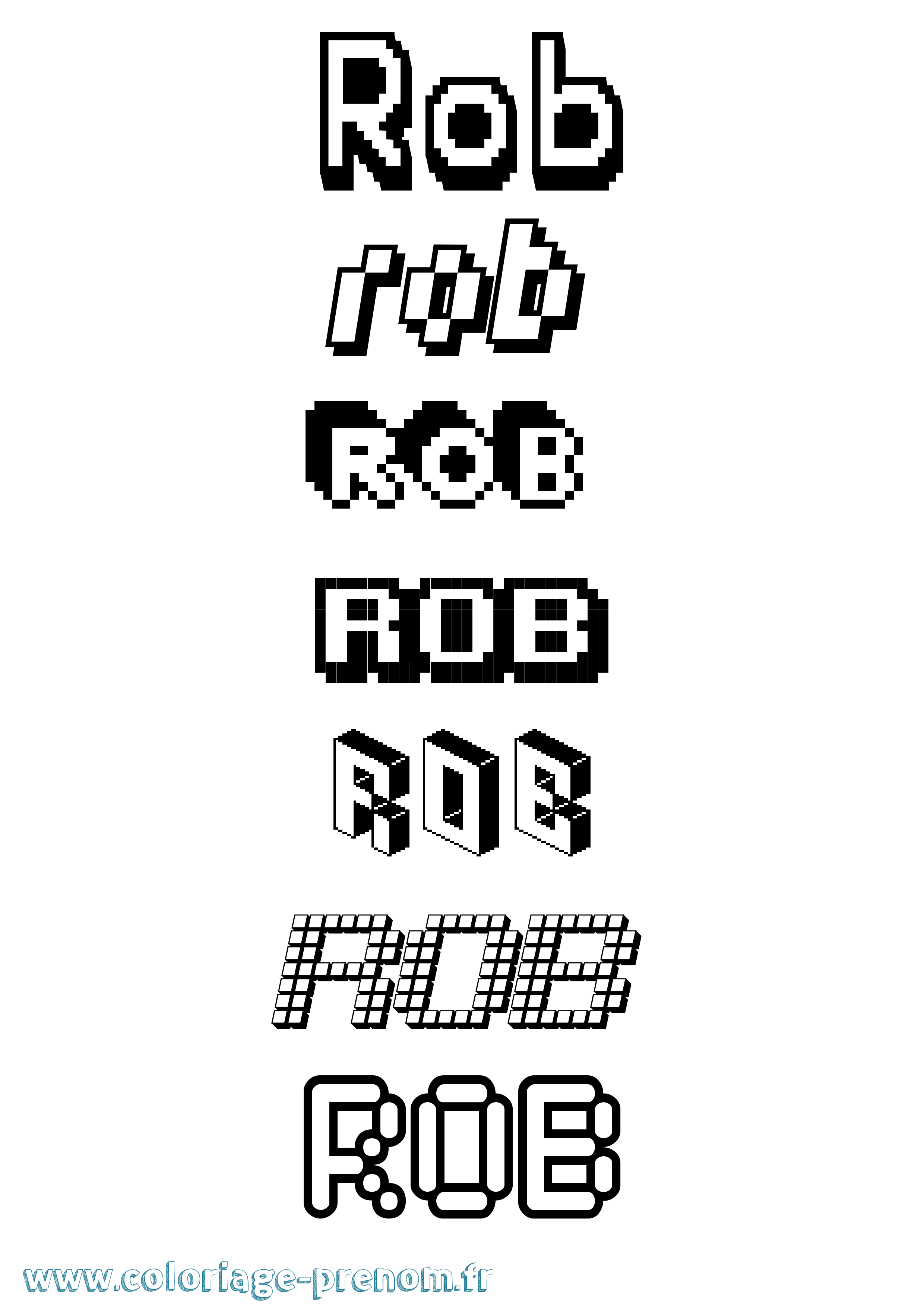 Coloriage Rob Pixel Coloriage prénom Rob Pixel