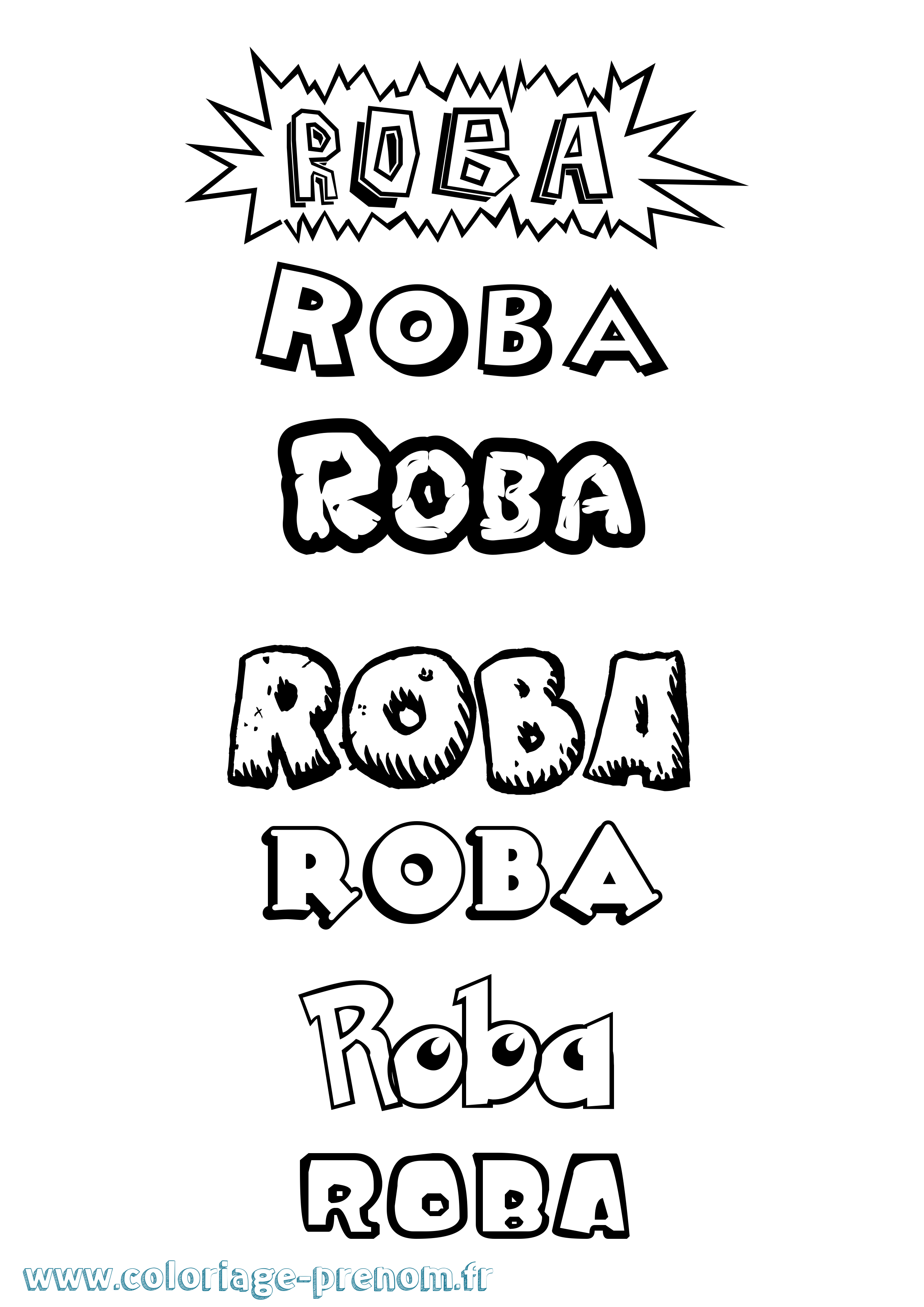Coloriage Roba Dessin Animé Coloriage prénom Roba Dessin Animé