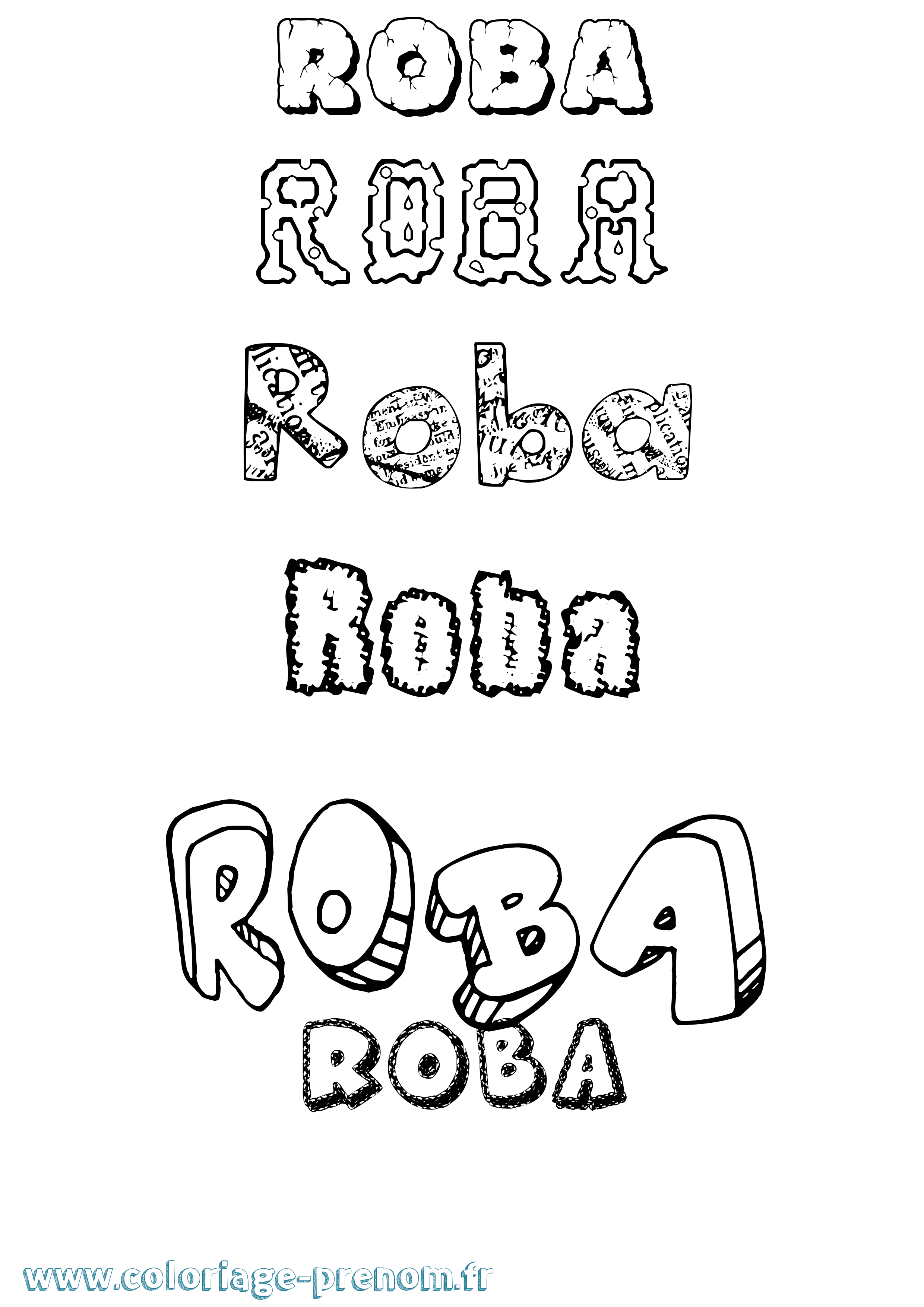 Coloriage Roba Destructuré Coloriage prénom Roba Destructuré