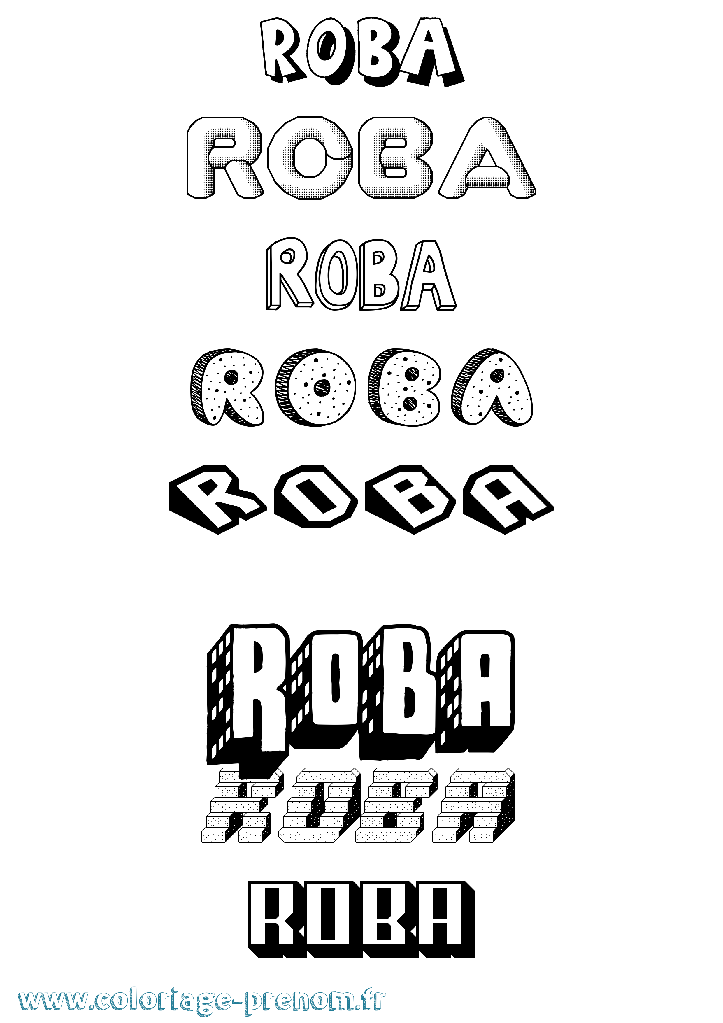 Coloriage Roba Effet 3D Coloriage prénom Roba Effet 3D