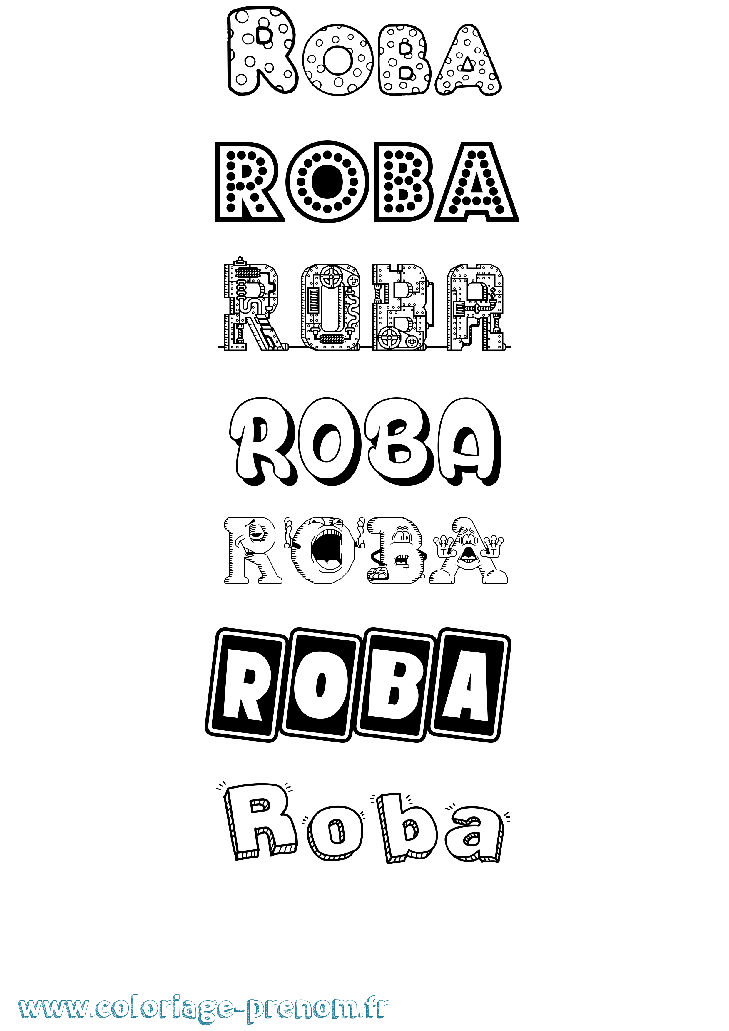 Coloriage Roba Fun Coloriage prénom Roba Fun
