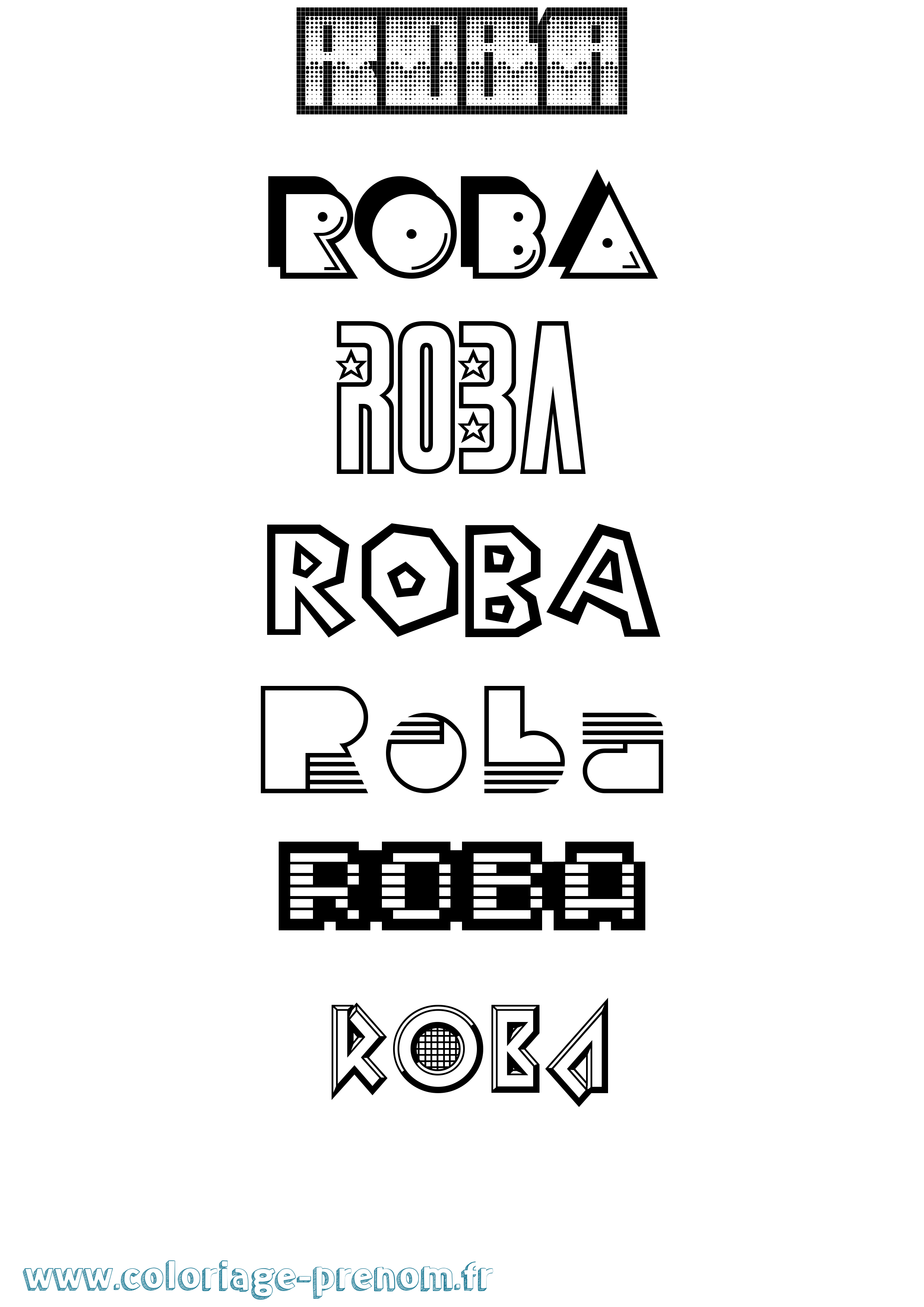 Coloriage Roba Jeux Vidéos Coloriage prénom Roba Jeux Vidéos
