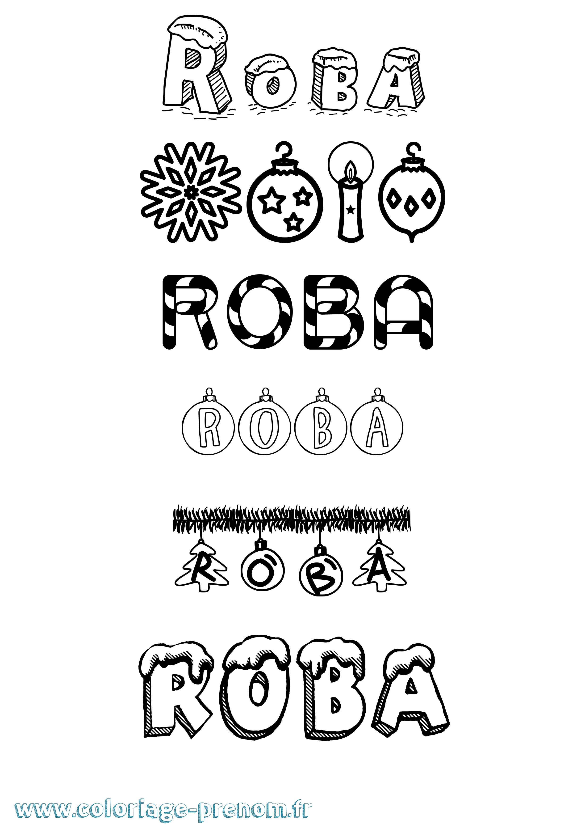 Coloriage Roba Noël Coloriage prénom Roba Noël