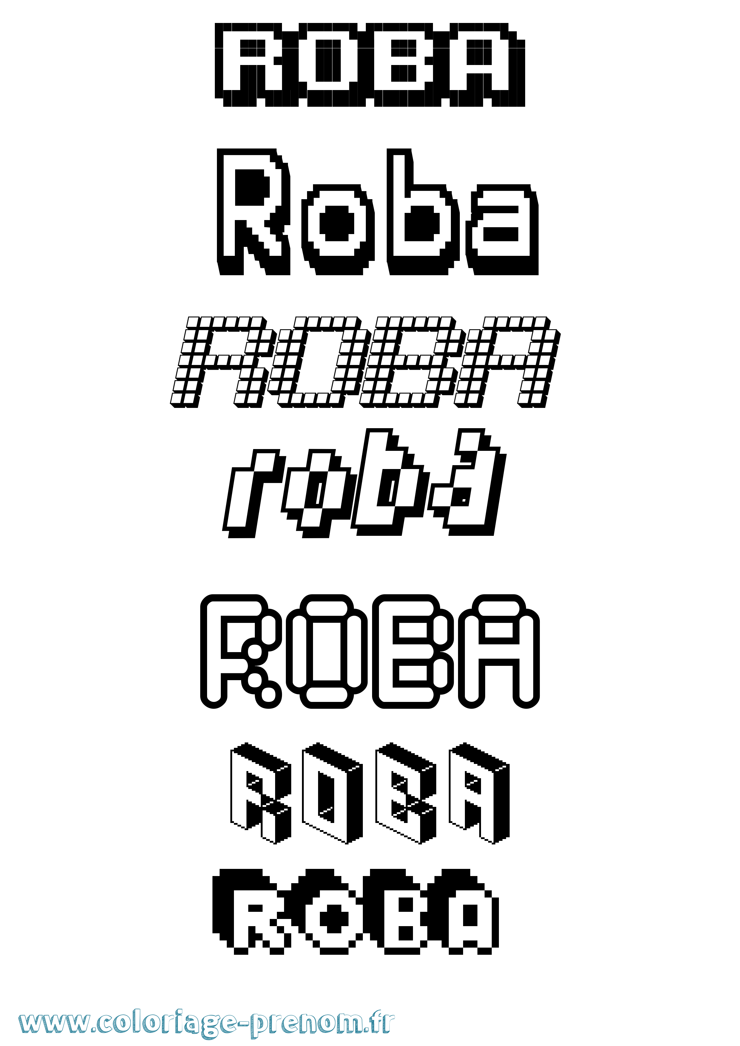 Coloriage Roba Pixel Coloriage prénom Roba Pixel