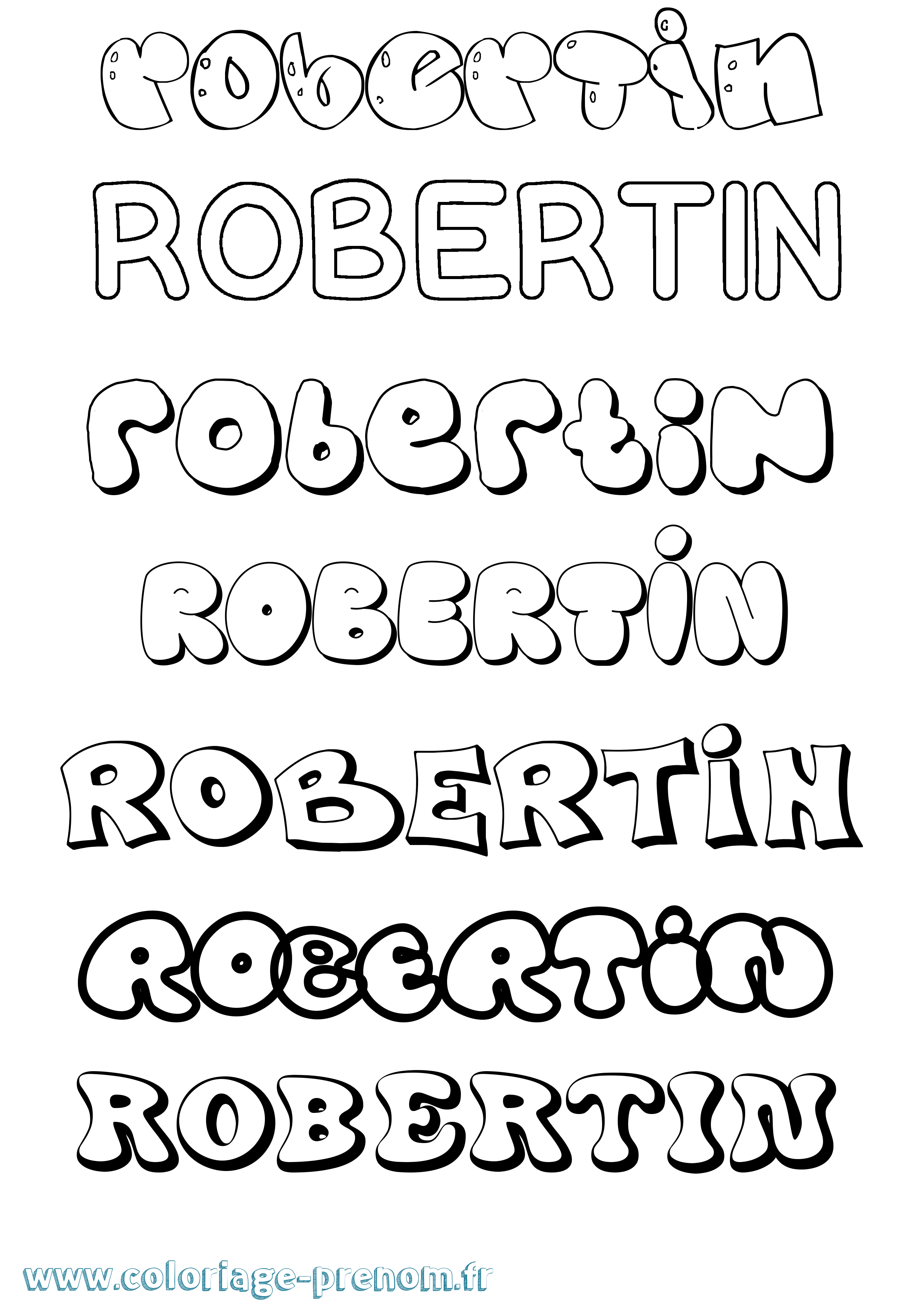Coloriage Robertin Bubble Coloriage prénom Robertin Bubble