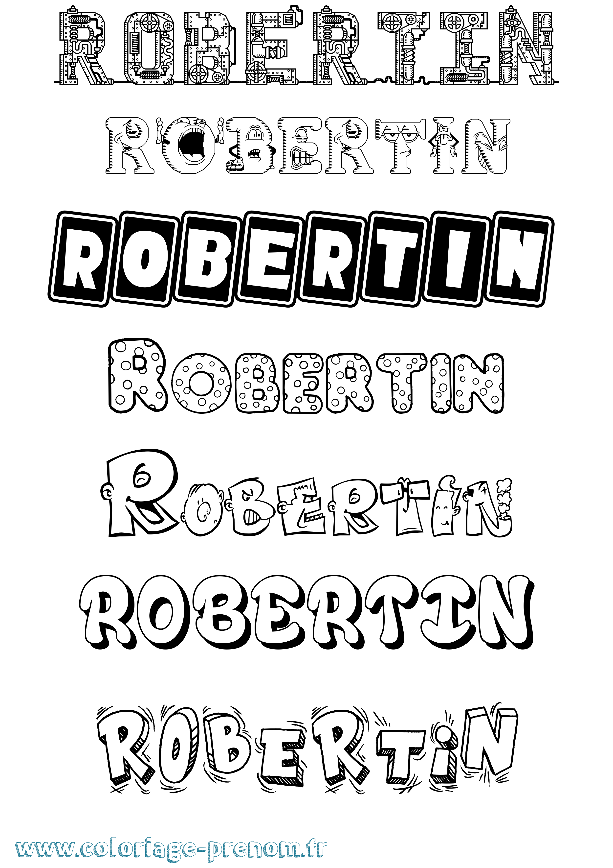 Coloriage Robertin Fun Coloriage prénom Robertin Fun