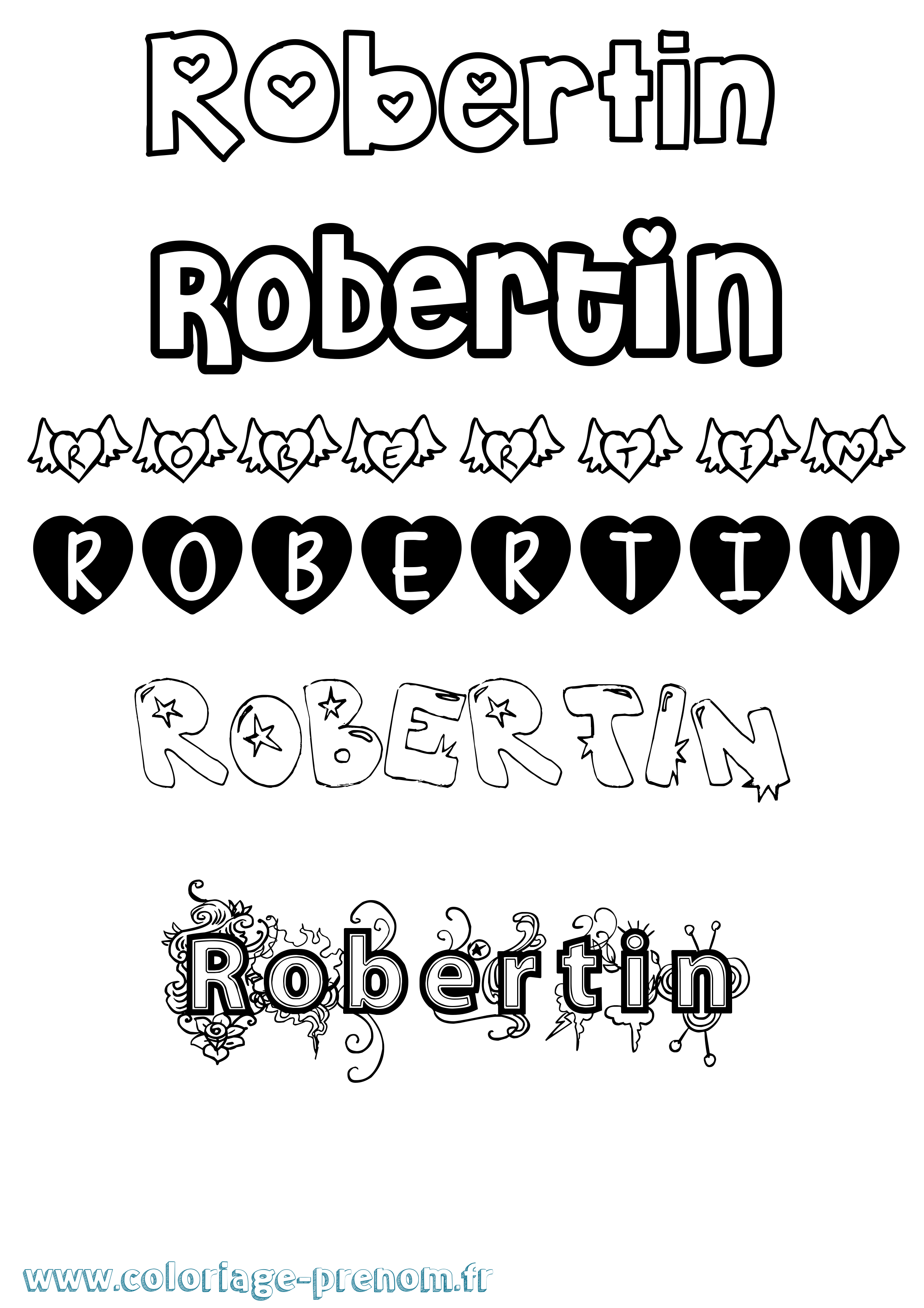 Coloriage Robertin Girly Coloriage prénom Robertin Girly