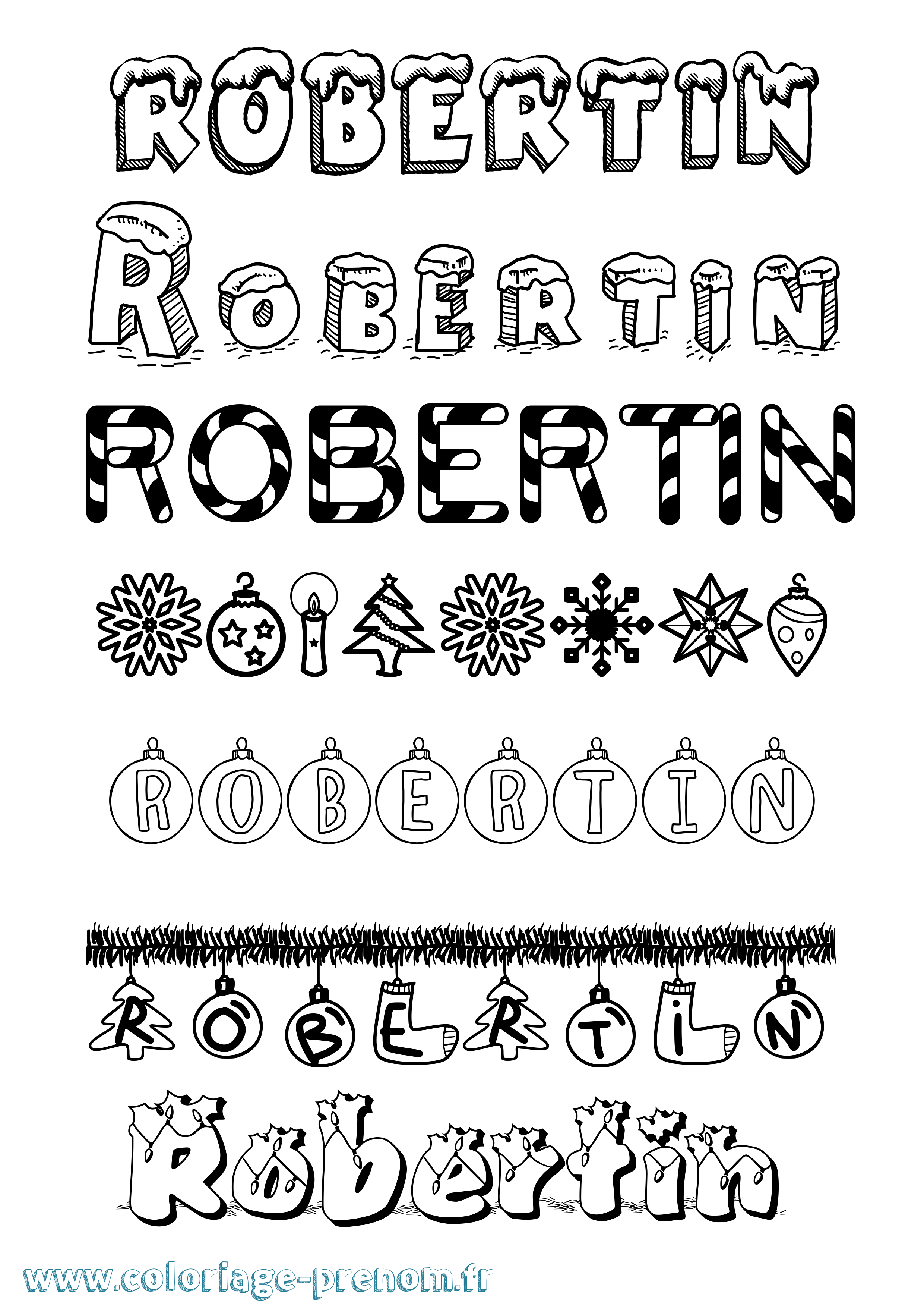 Coloriage Robertin Noël Coloriage prénom Robertin Noël