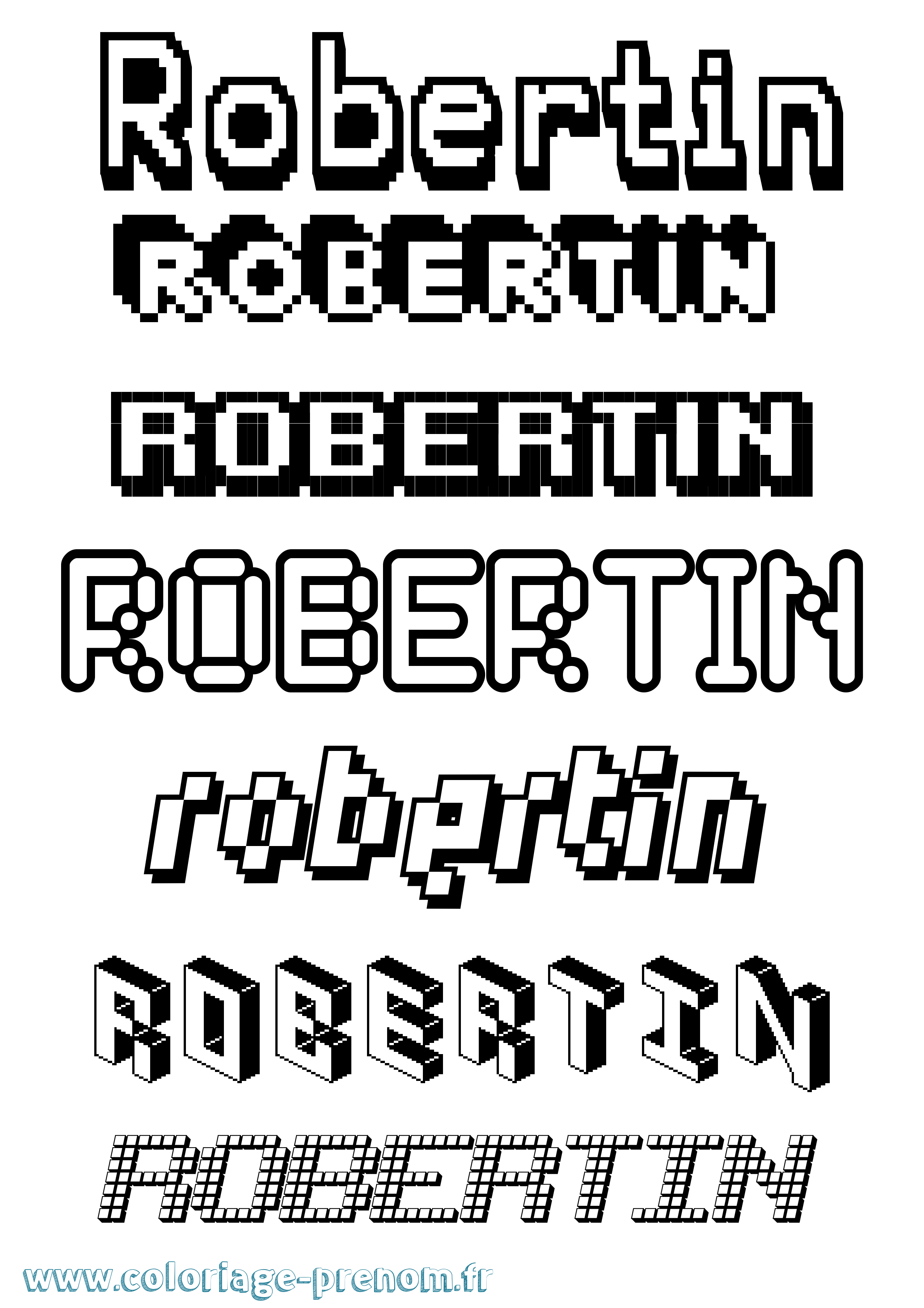Coloriage Robertin Pixel Coloriage prénom Robertin Pixel