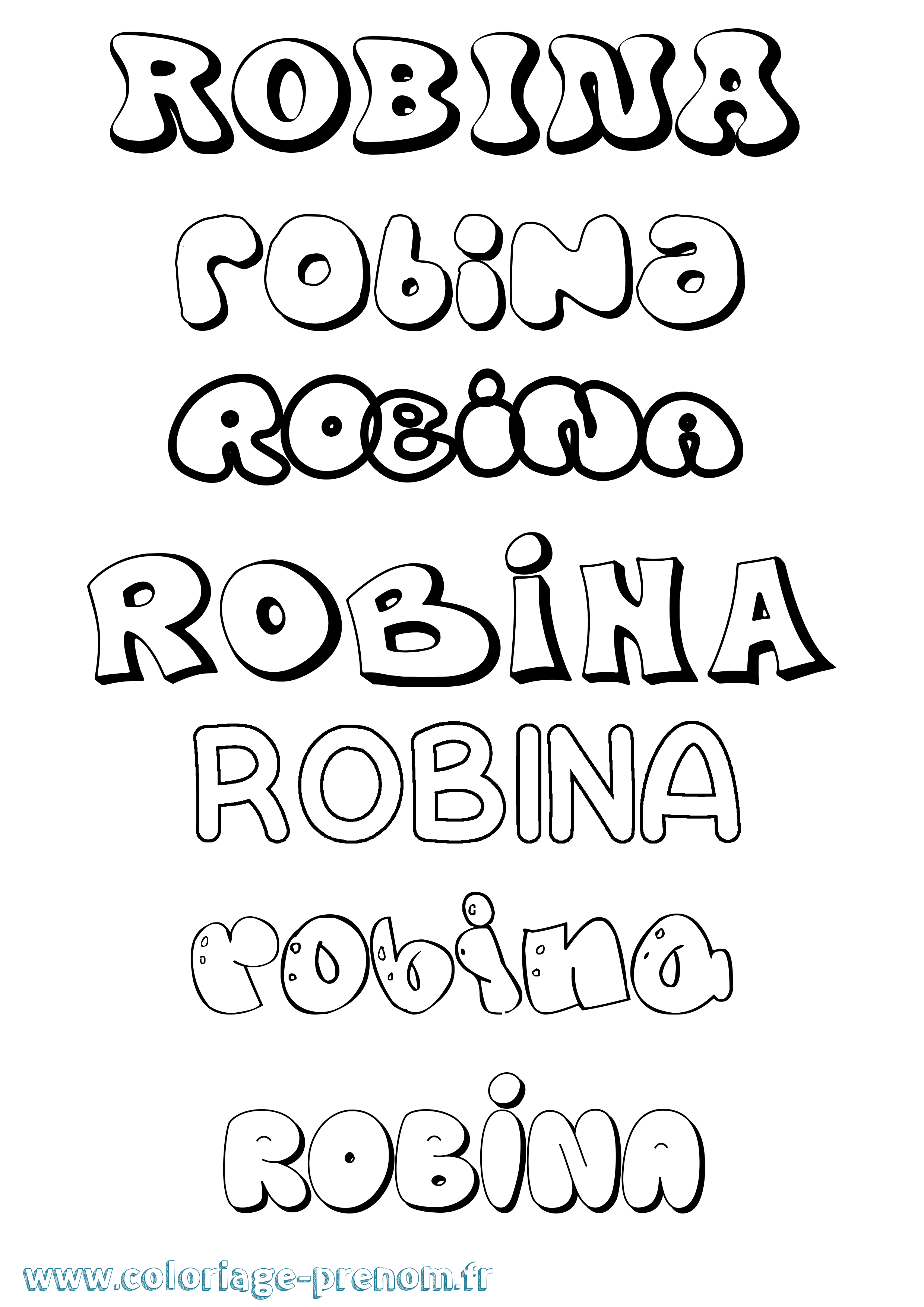 Coloriage Robina Bubble Coloriage prénom Robina Bubble