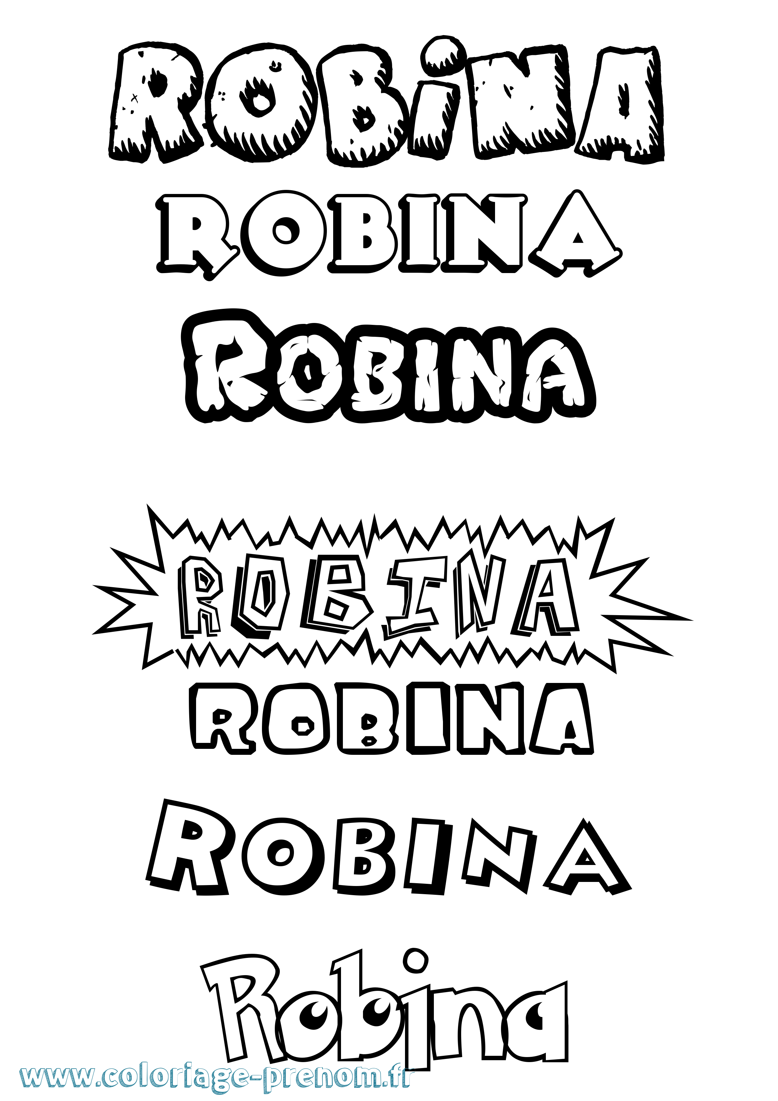 Coloriage Robina Dessin Animé Coloriage prénom Robina Dessin Animé