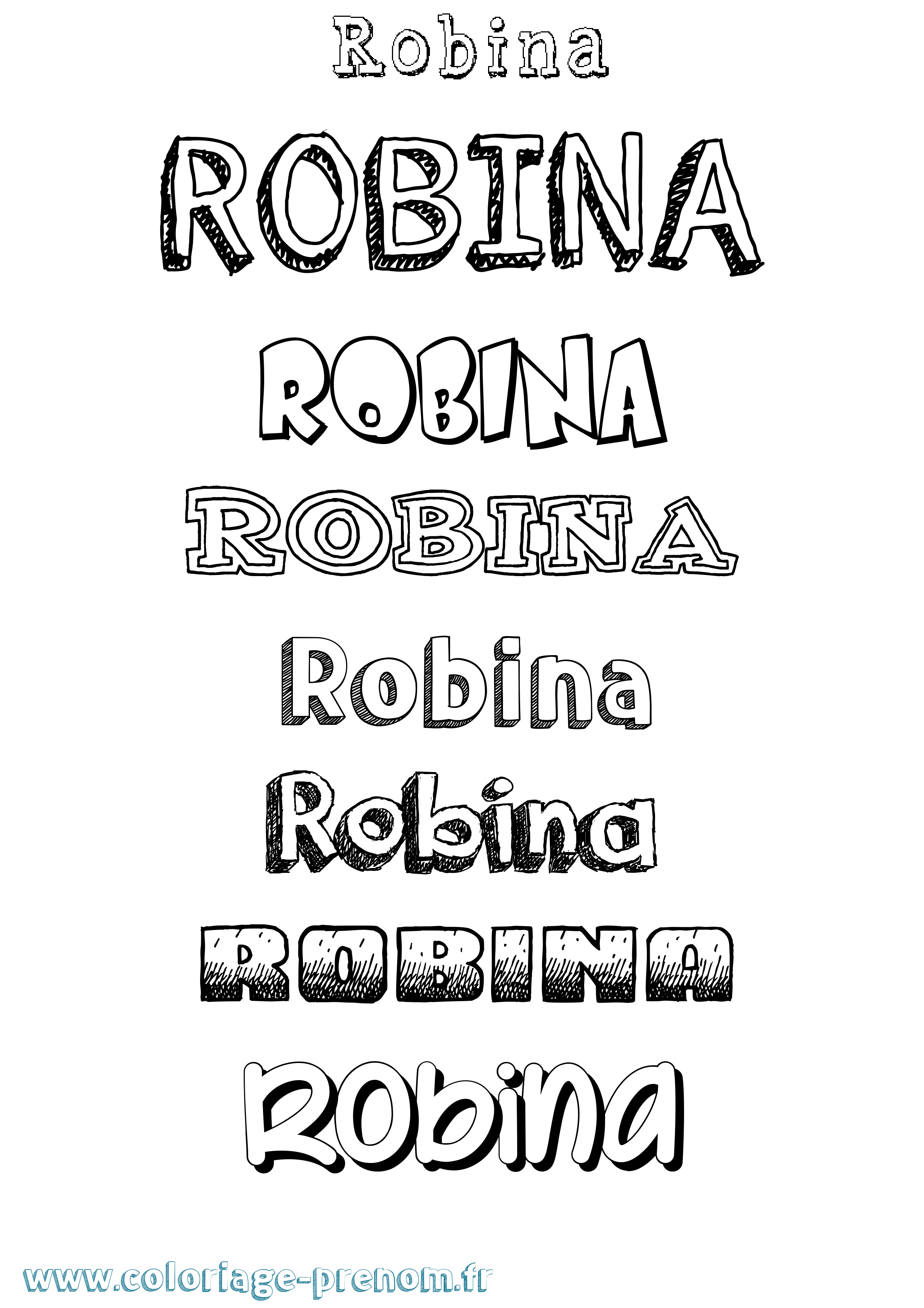 Coloriage Robina Dessiné Coloriage prénom Robina Dessiné