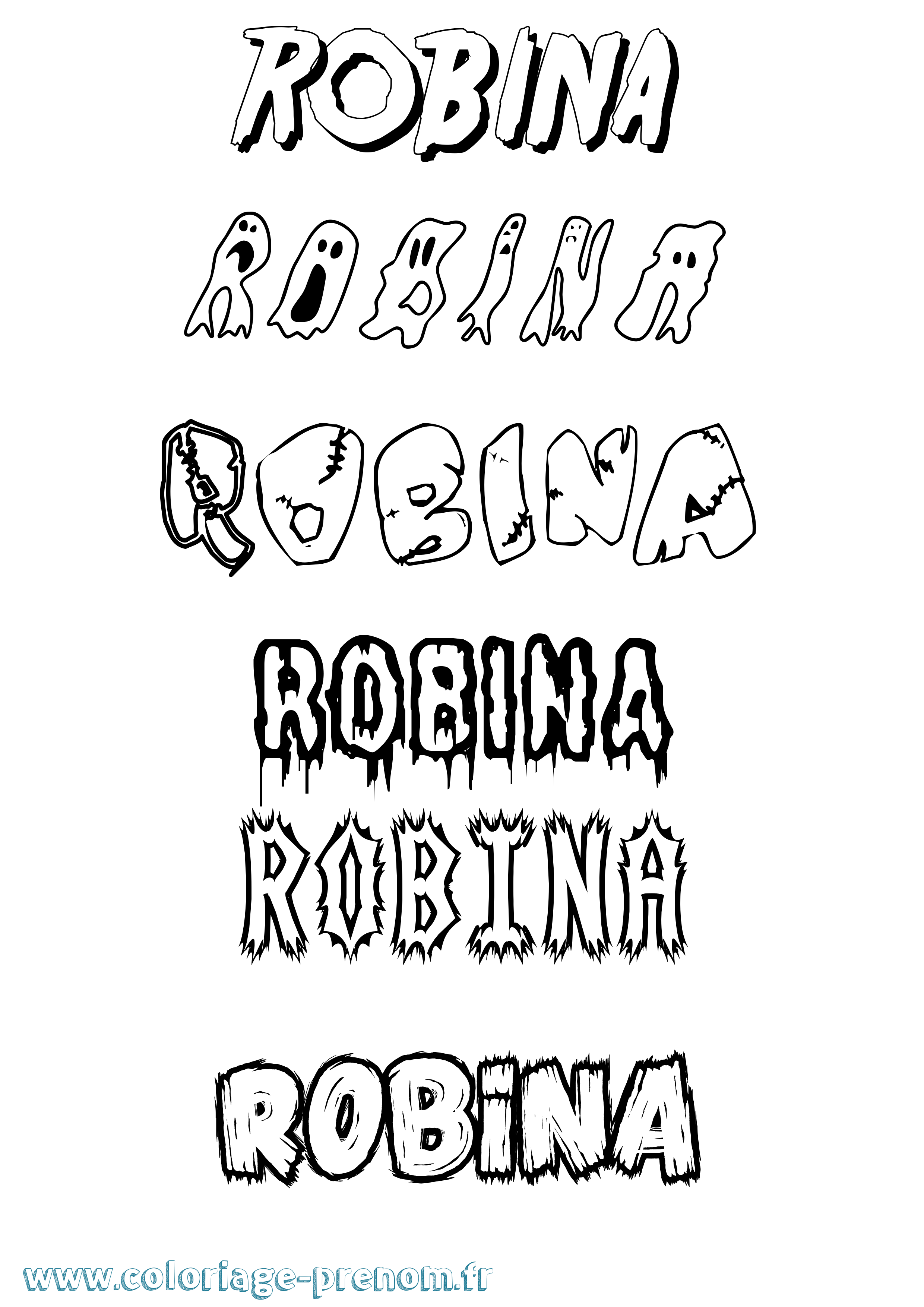 Coloriage Robina Frisson Coloriage prénom Robina Frisson