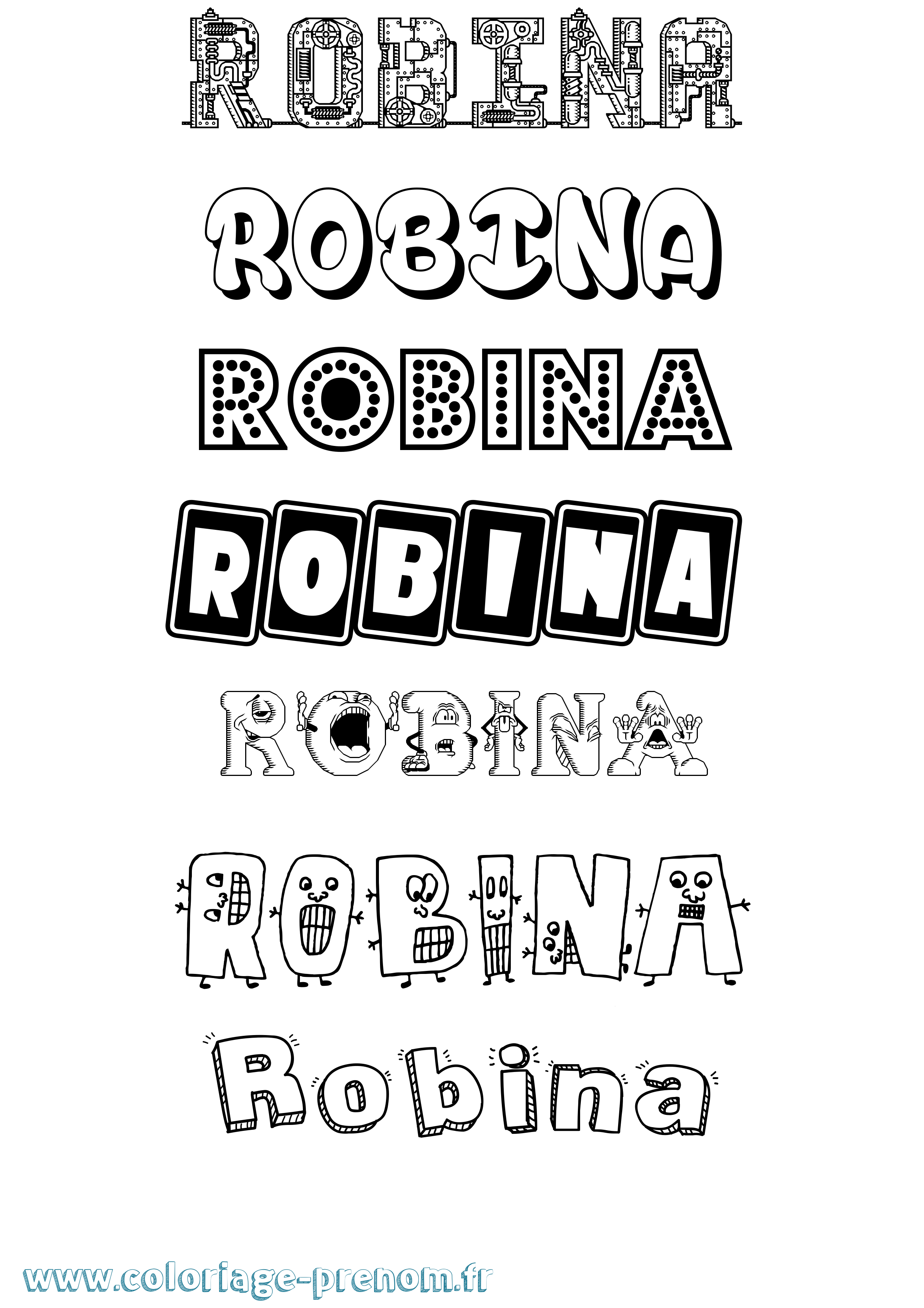 Coloriage Robina Fun Coloriage prénom Robina Fun