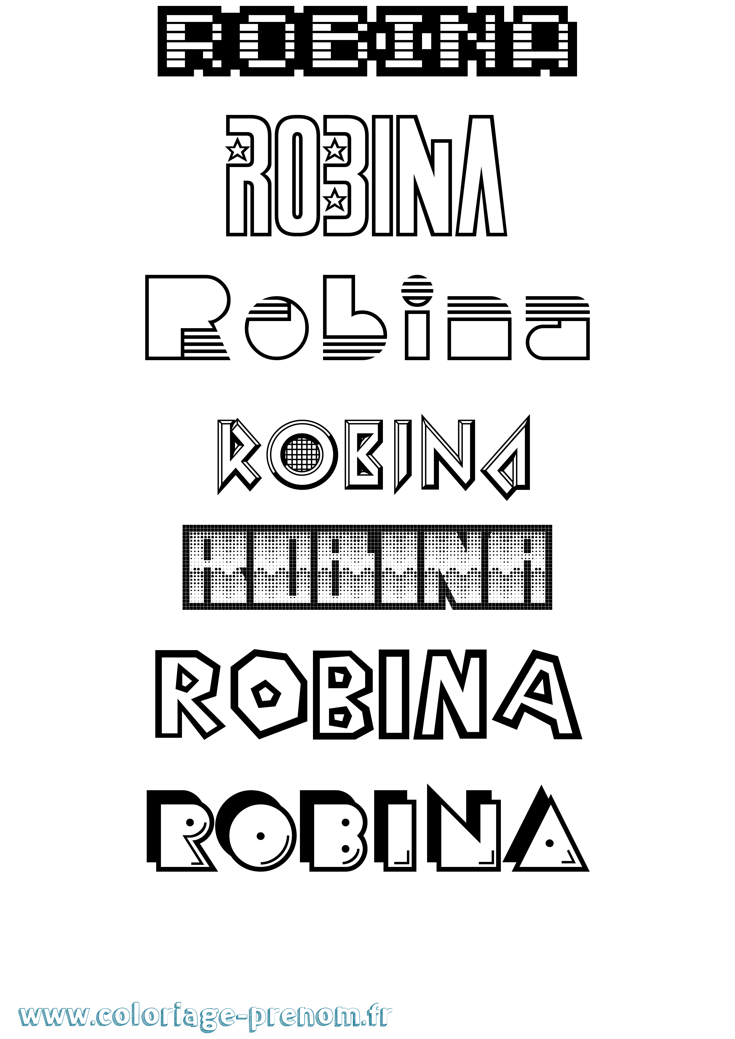 Coloriage Robina Jeux Vidéos Coloriage prénom Robina Jeux Vidéos