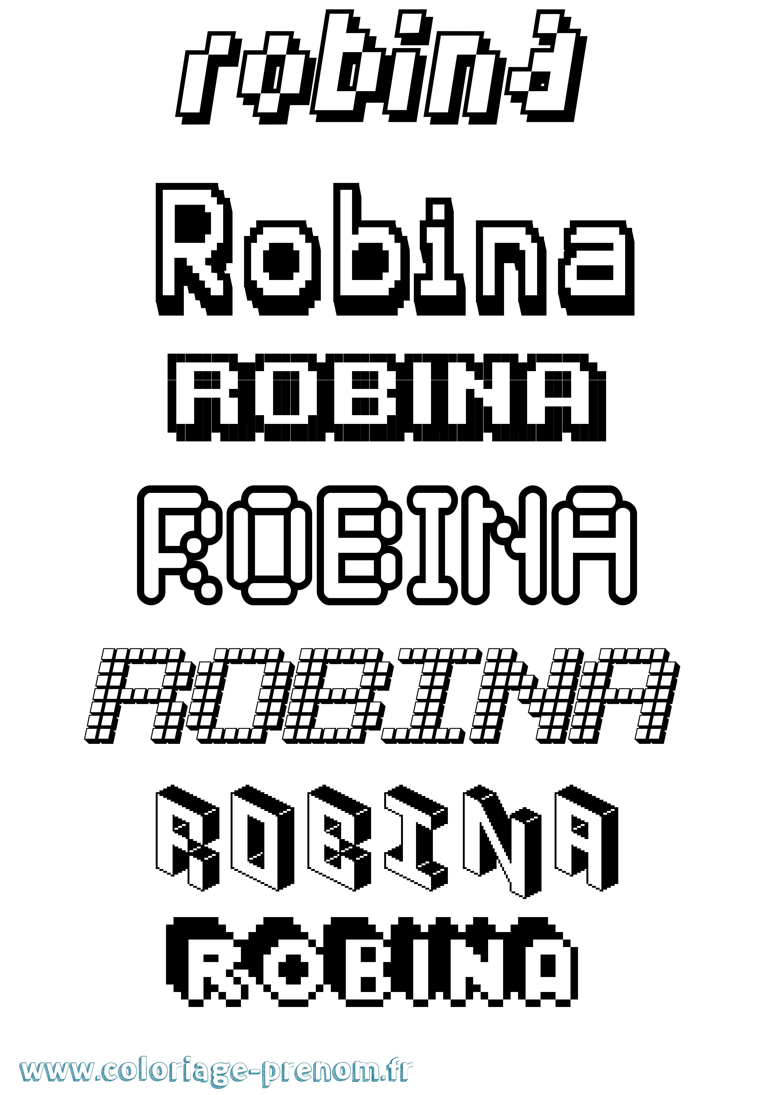 Coloriage Robina Pixel Coloriage prénom Robina Pixel