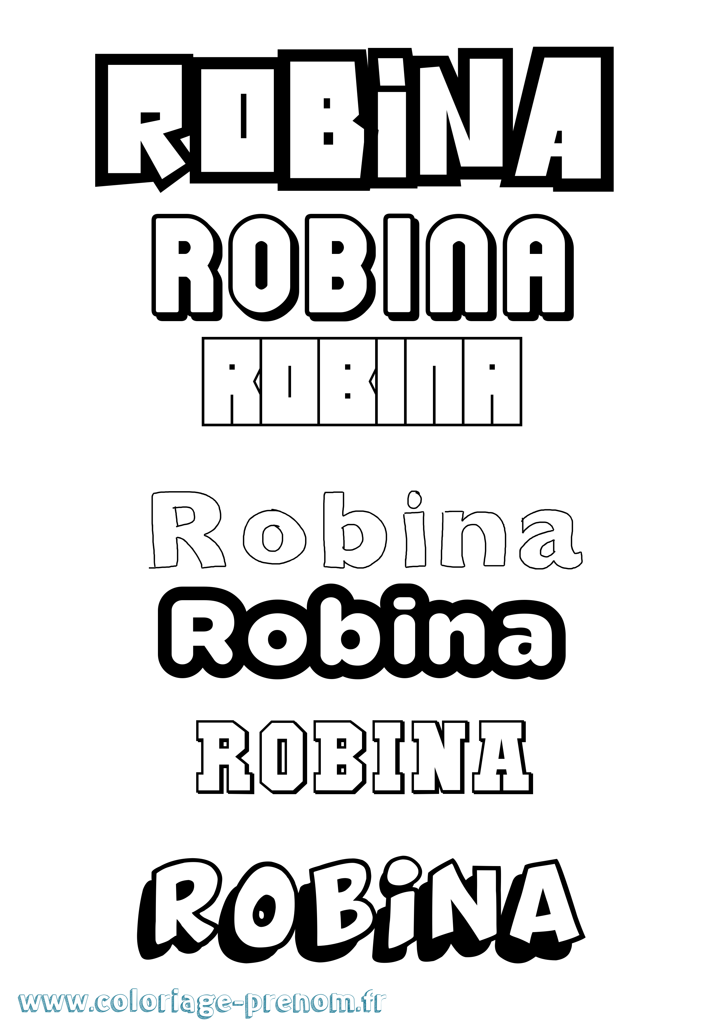 Coloriage Robina Simple Coloriage prénom Robina Simple