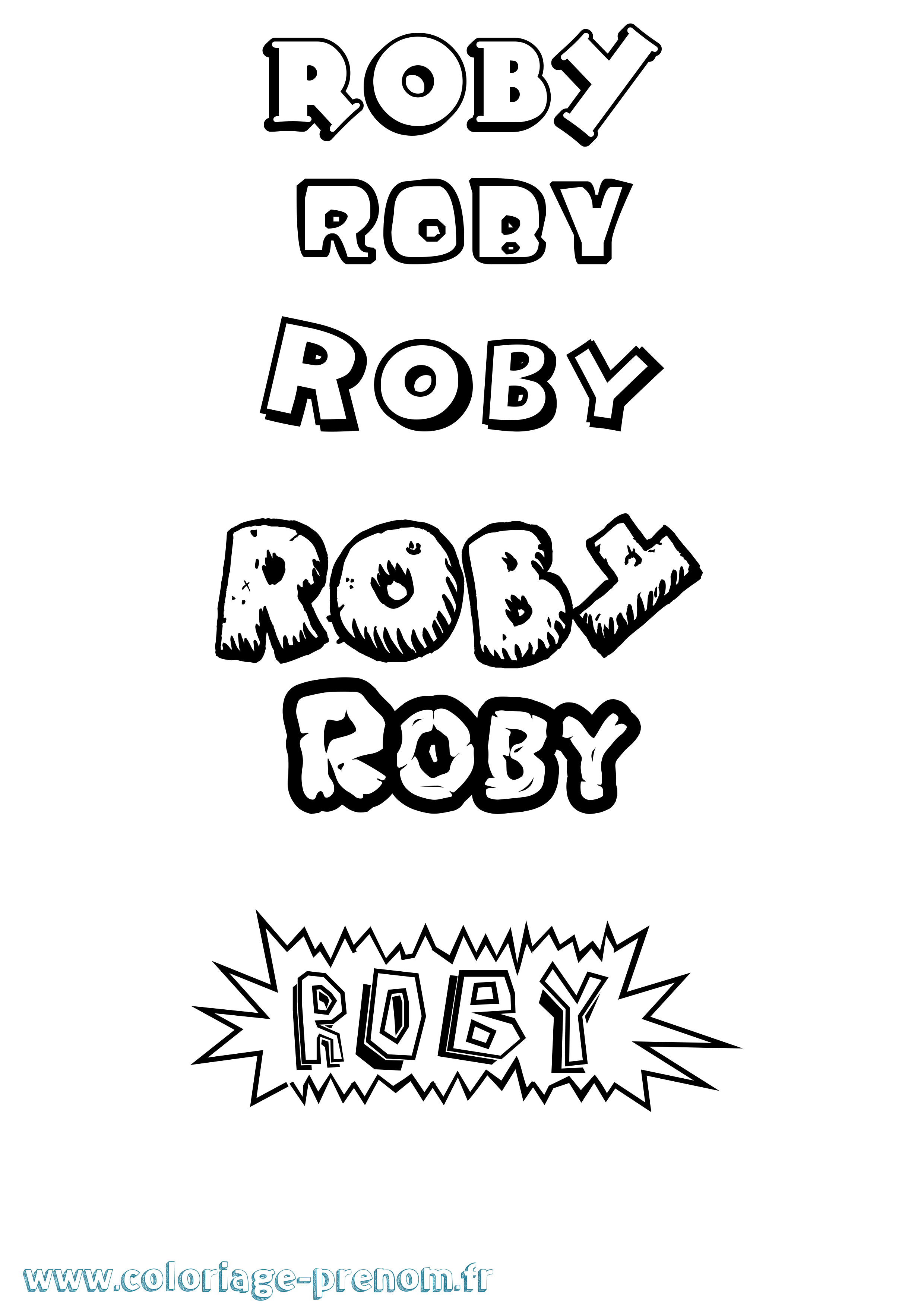 Coloriage Roby Dessin Animé Coloriage prénom Roby Dessin Animé