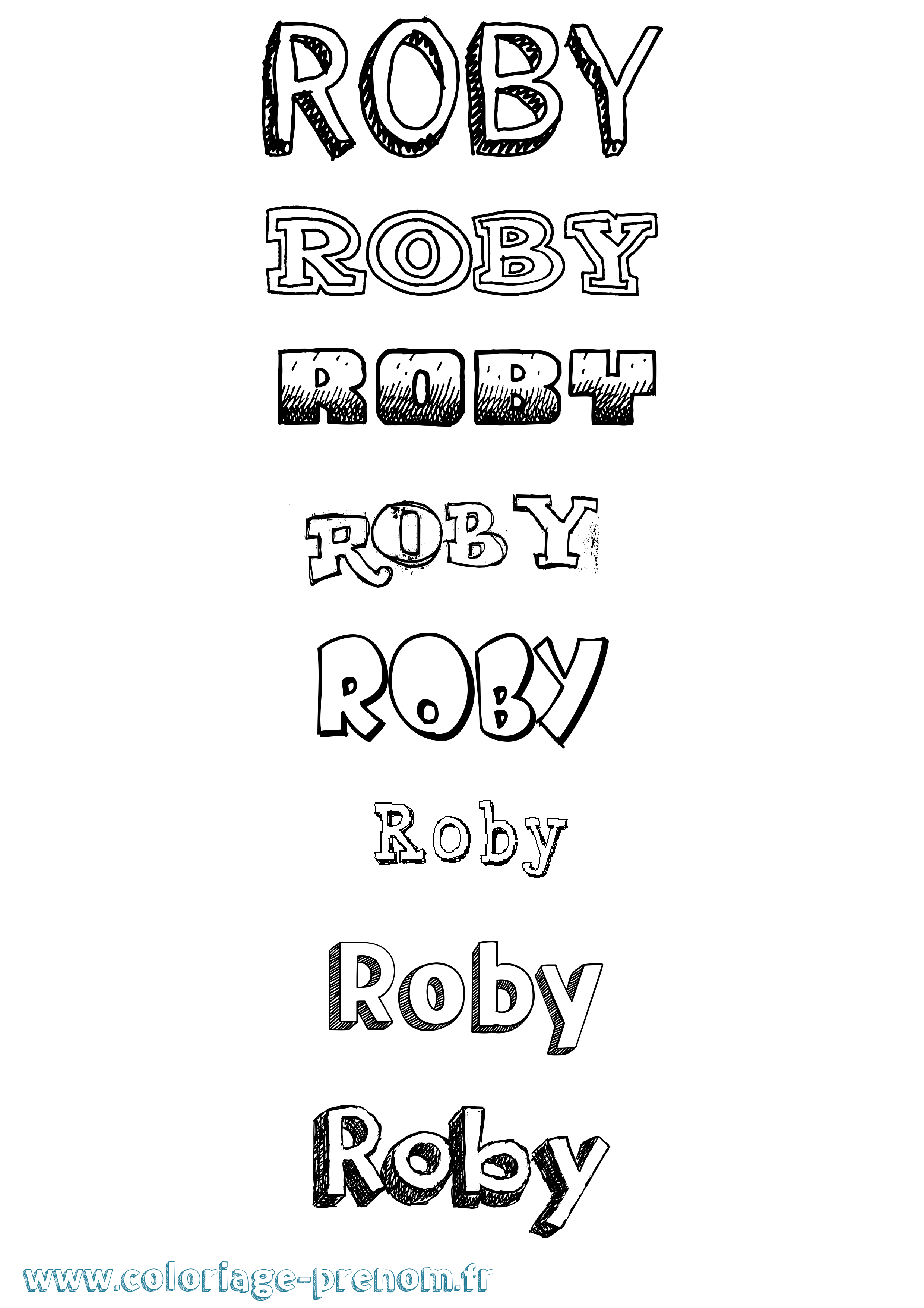 Coloriage Roby Dessiné Coloriage prénom Roby Dessiné