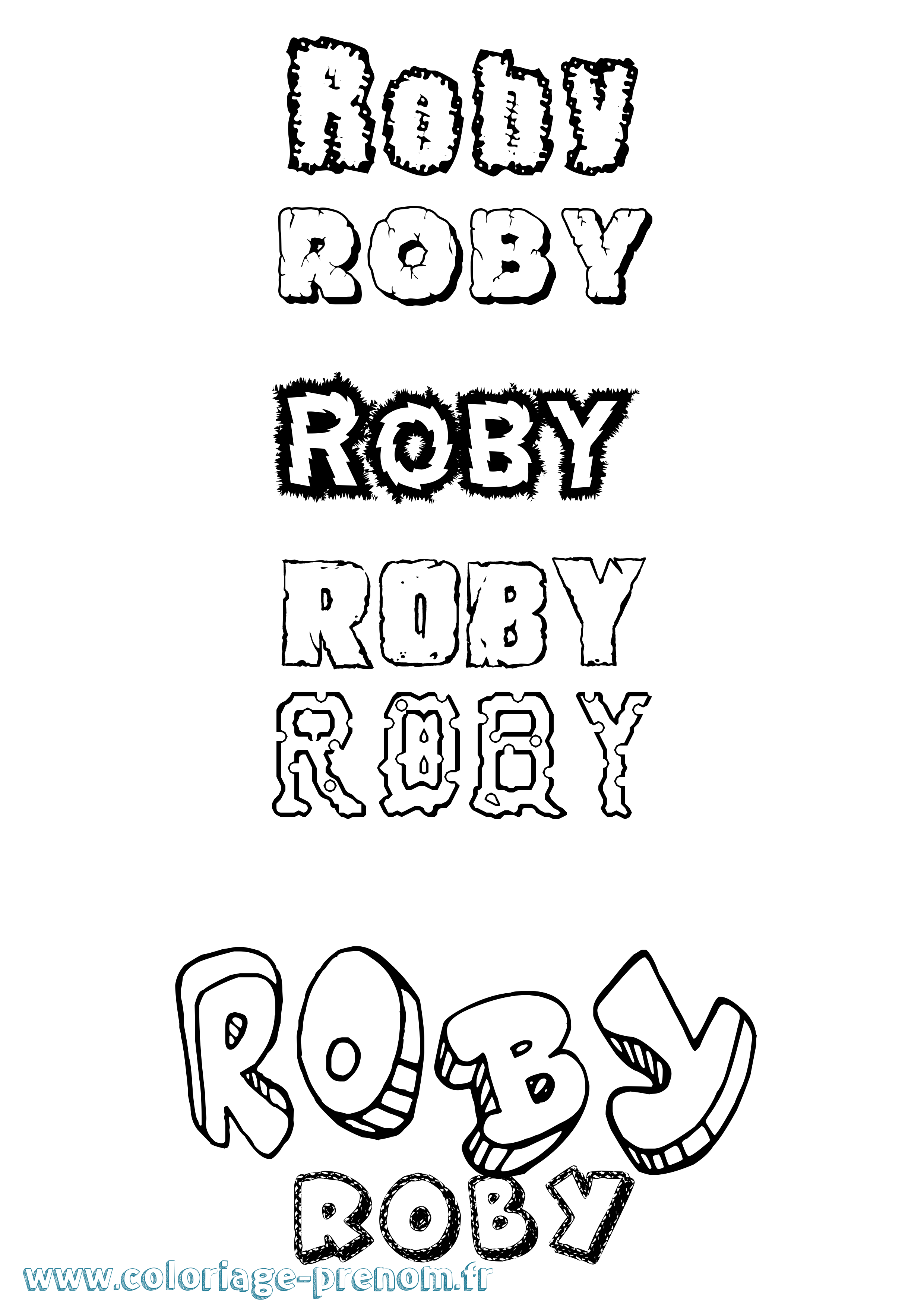 Coloriage Roby Destructuré Coloriage prénom Roby Destructuré