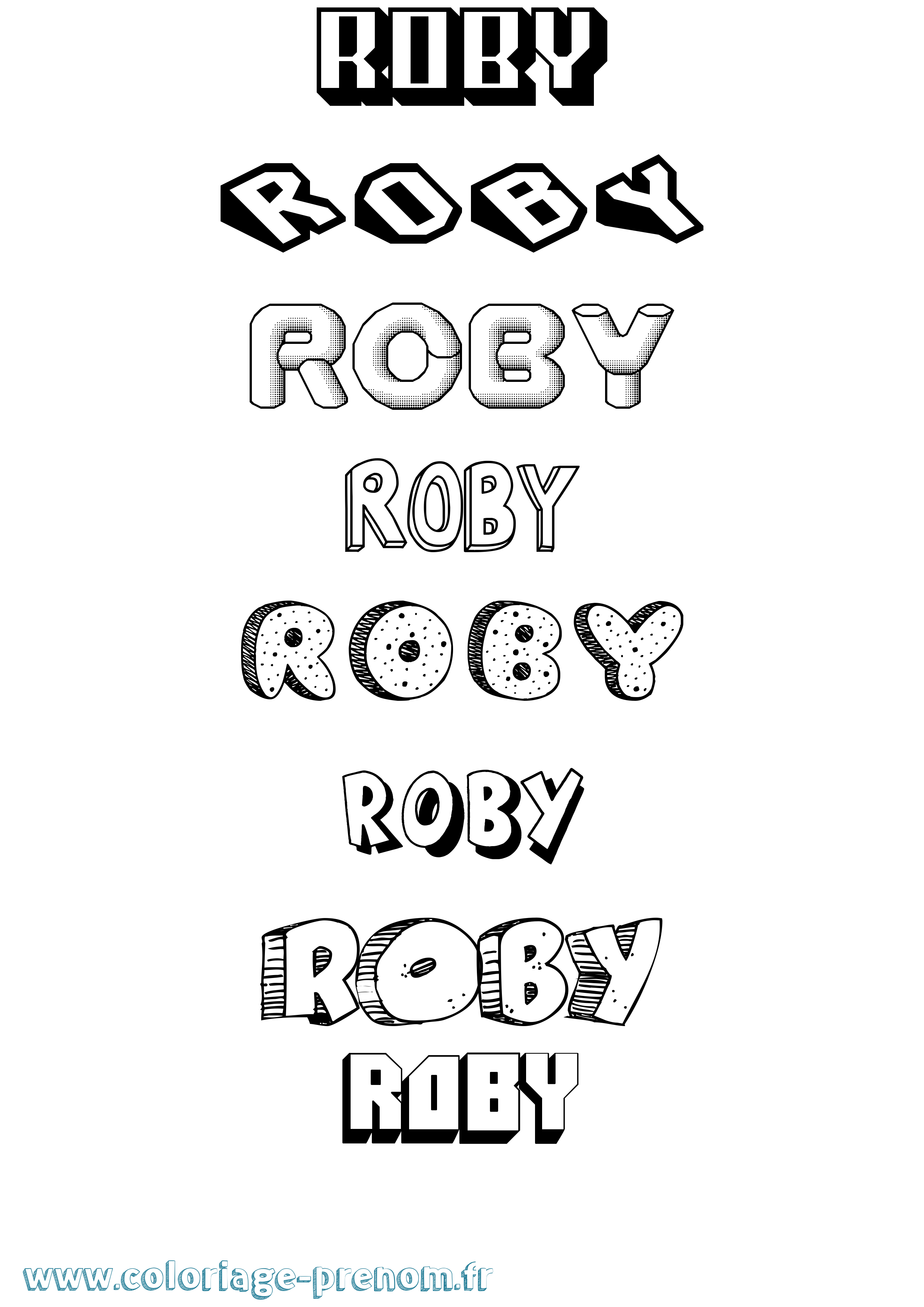 Coloriage Roby Effet 3D Coloriage prénom Roby Effet 3D