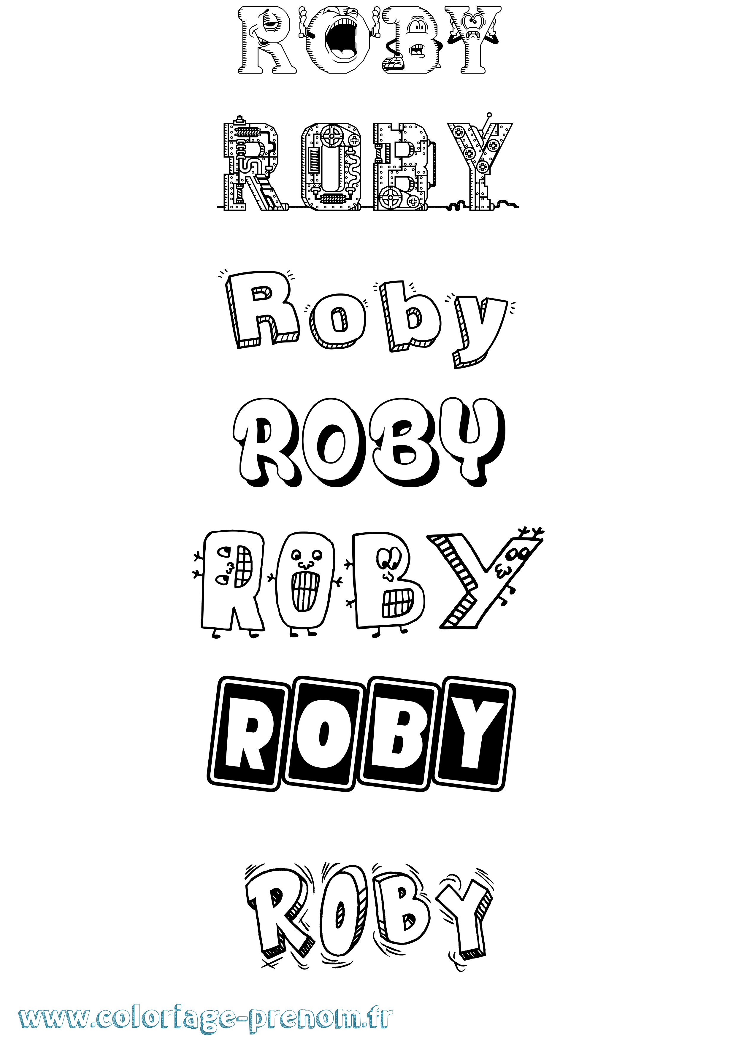 Coloriage Roby Fun Coloriage prénom Roby Fun