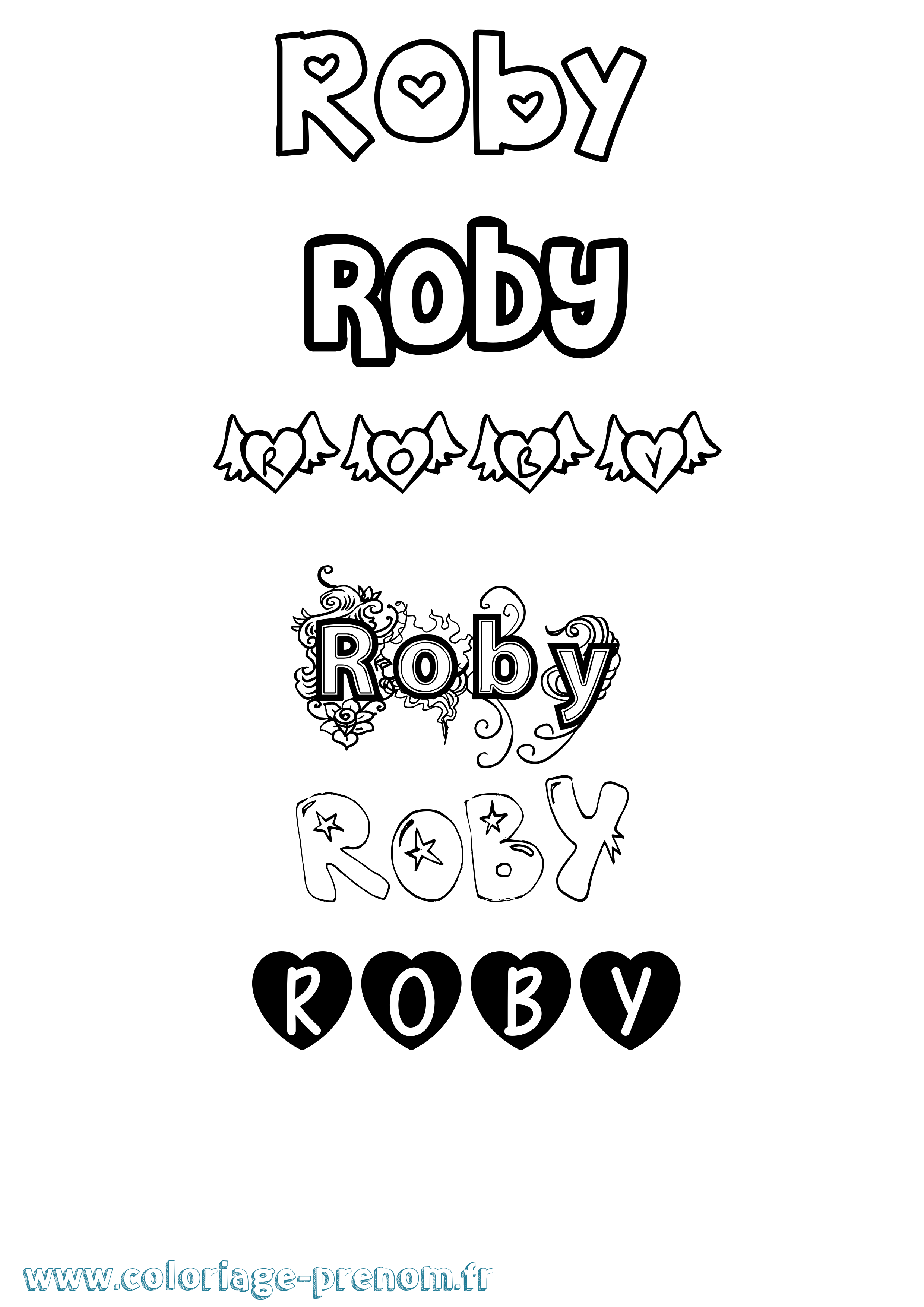 Coloriage Roby Girly Coloriage prénom Roby Girly