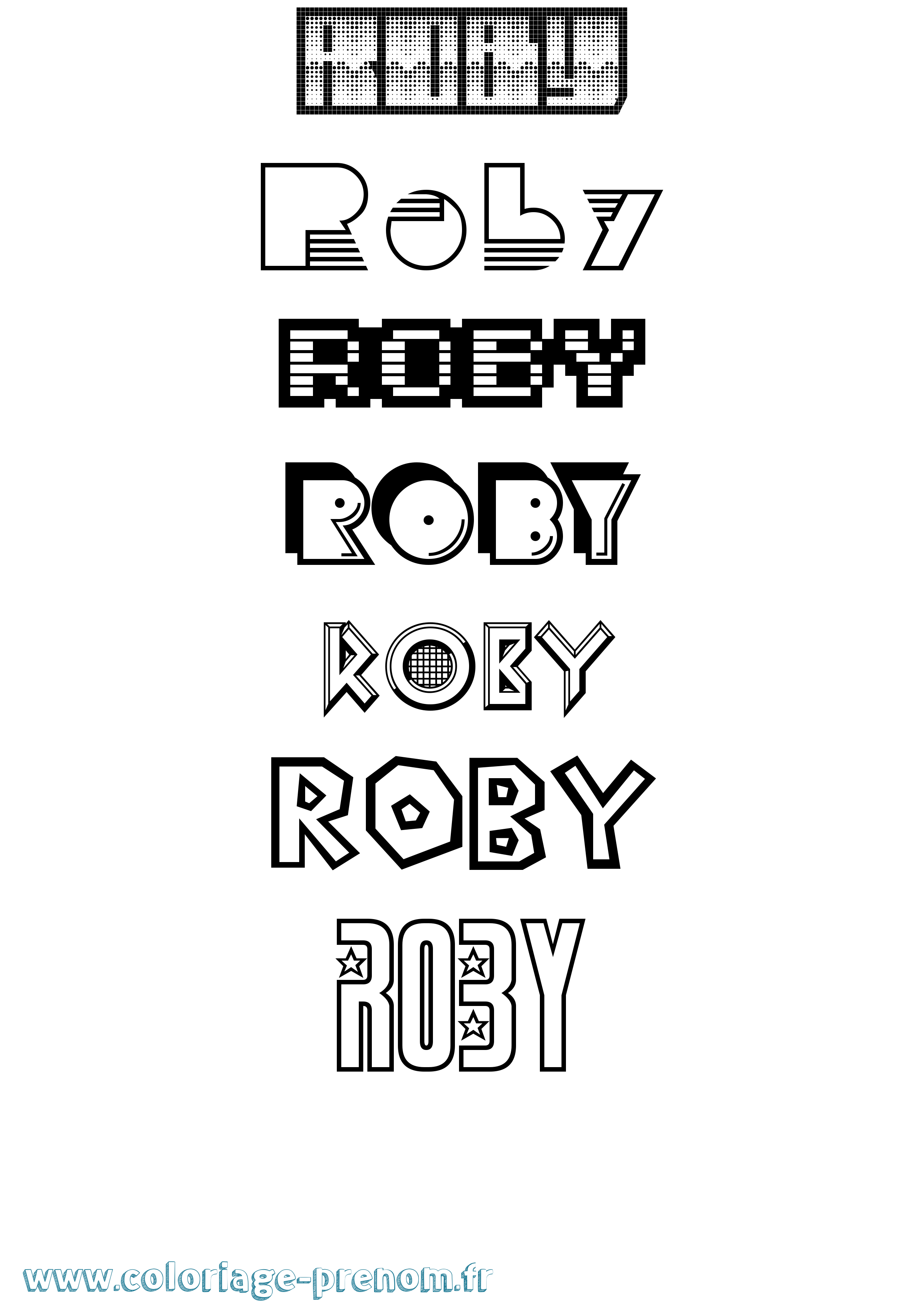 Coloriage Roby Jeux Vidéos Coloriage prénom Roby Jeux Vidéos
