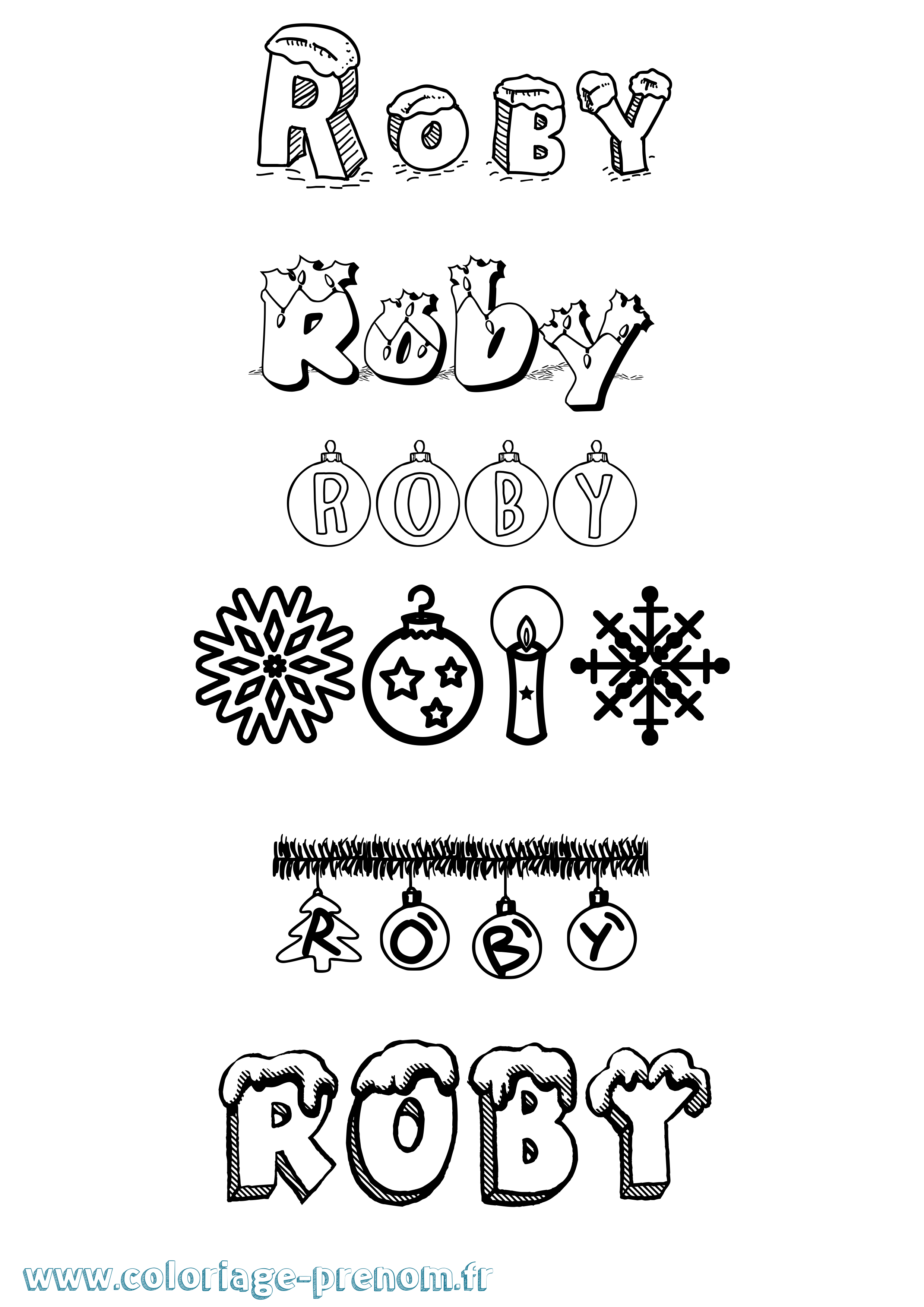 Coloriage Roby Noël Coloriage prénom Roby Noël