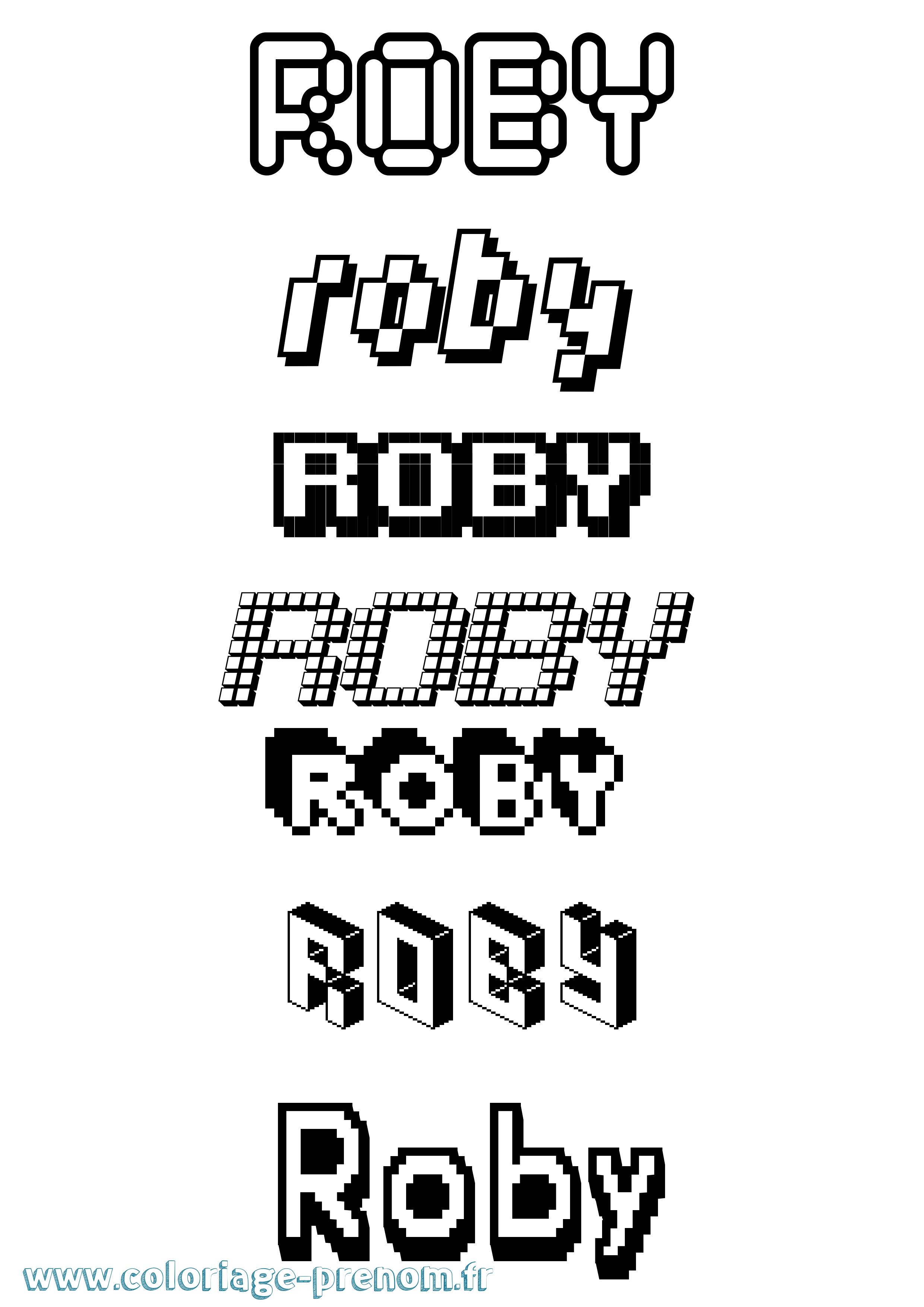 Coloriage Roby Pixel Coloriage prénom Roby Pixel
