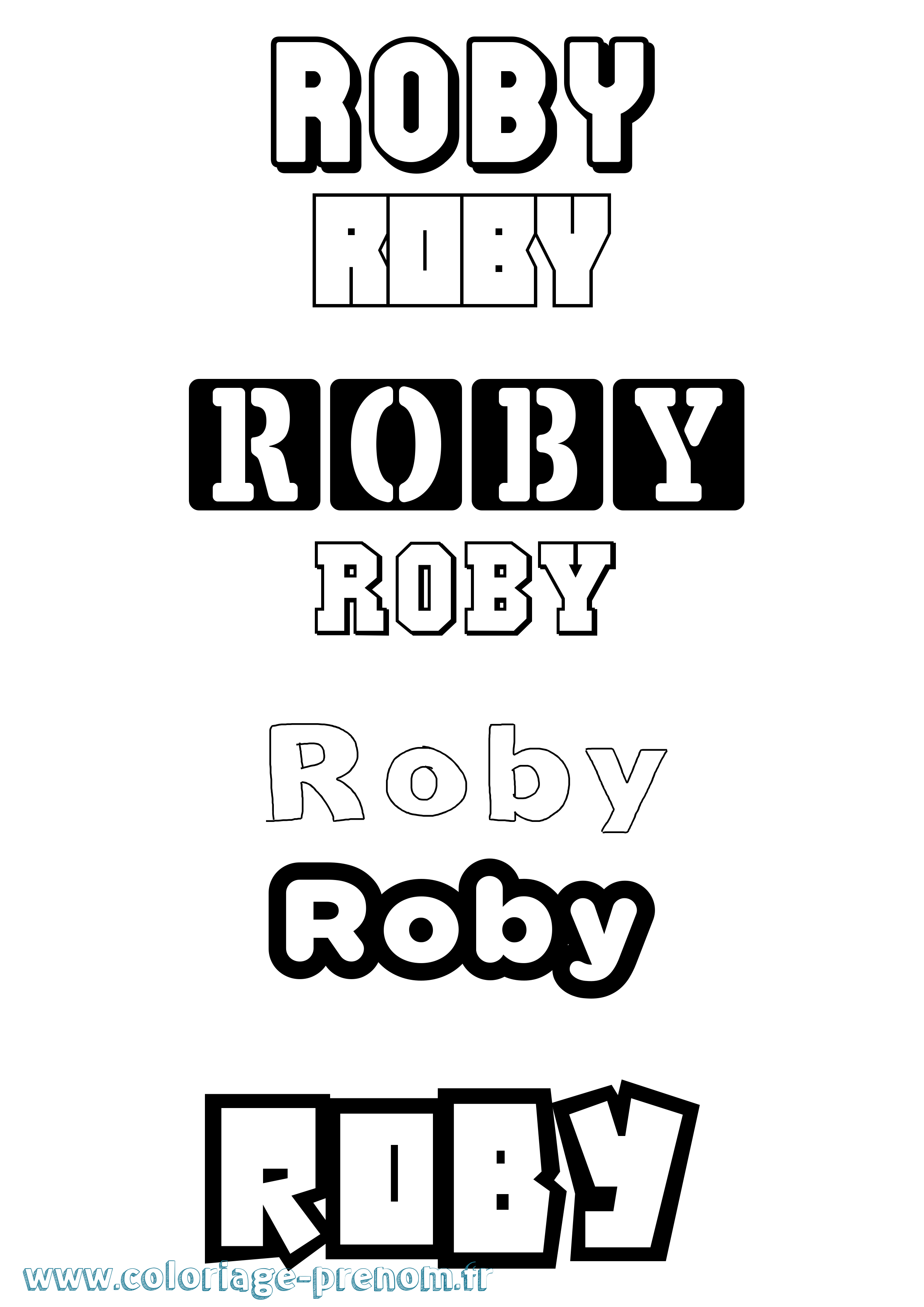 Coloriage Roby Simple Coloriage prénom Roby Simple