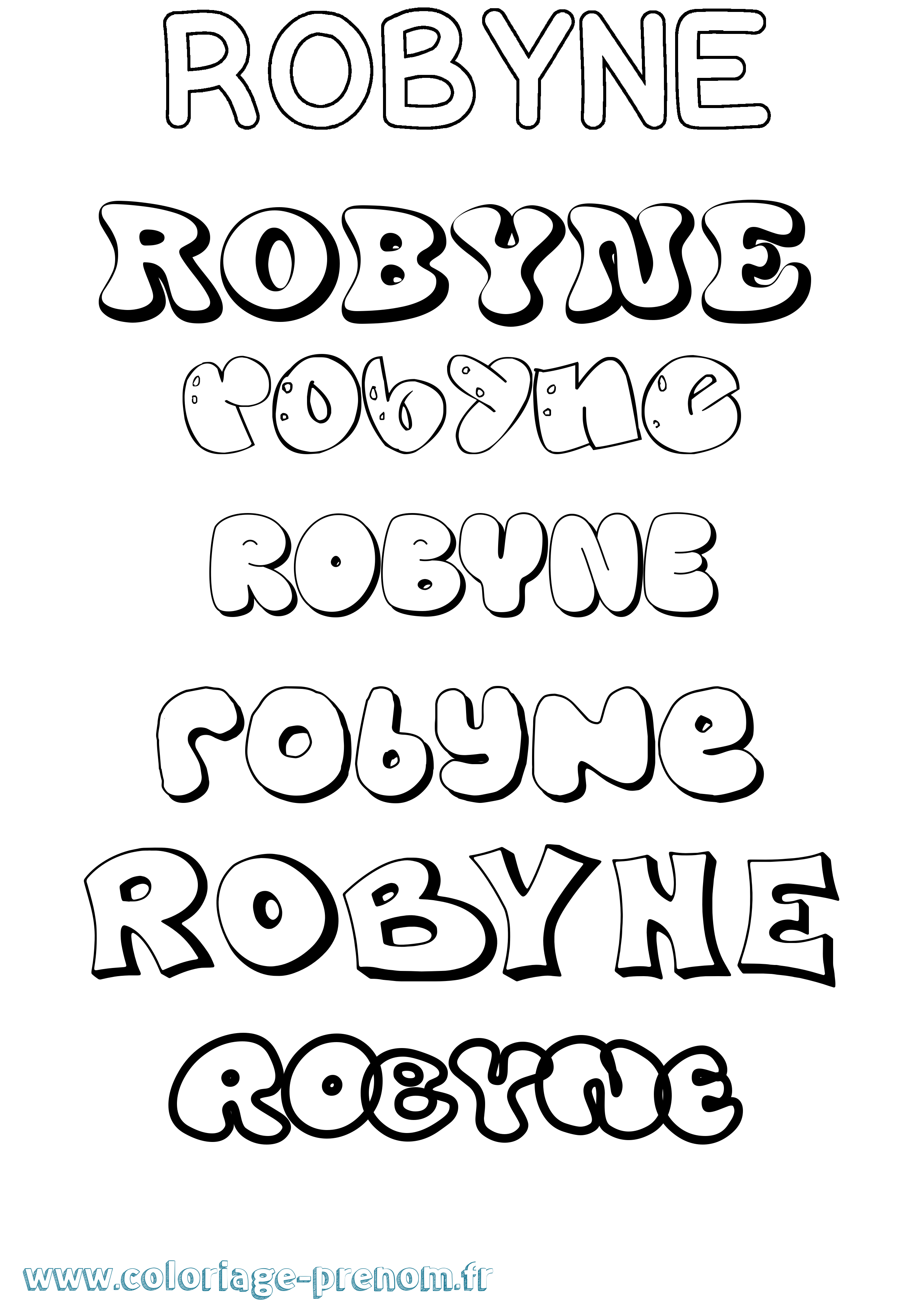 Coloriage Robyne Bubble Coloriage prénom Robyne Bubble